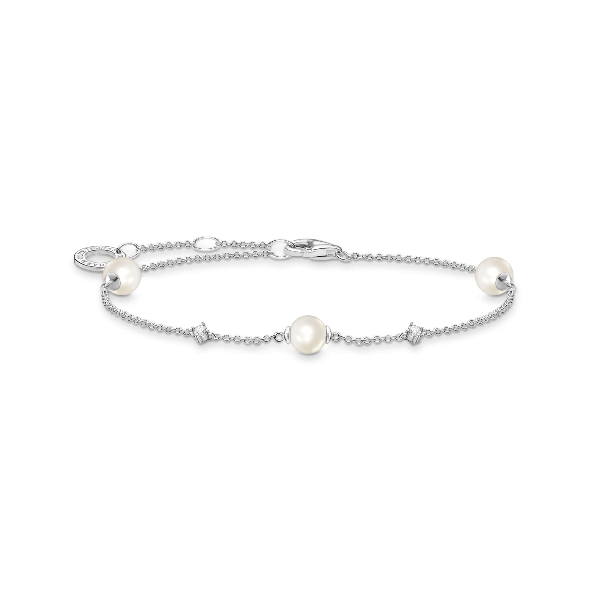 Sterling Silver Pearl & Cubic Zirconia Stone Bracelet