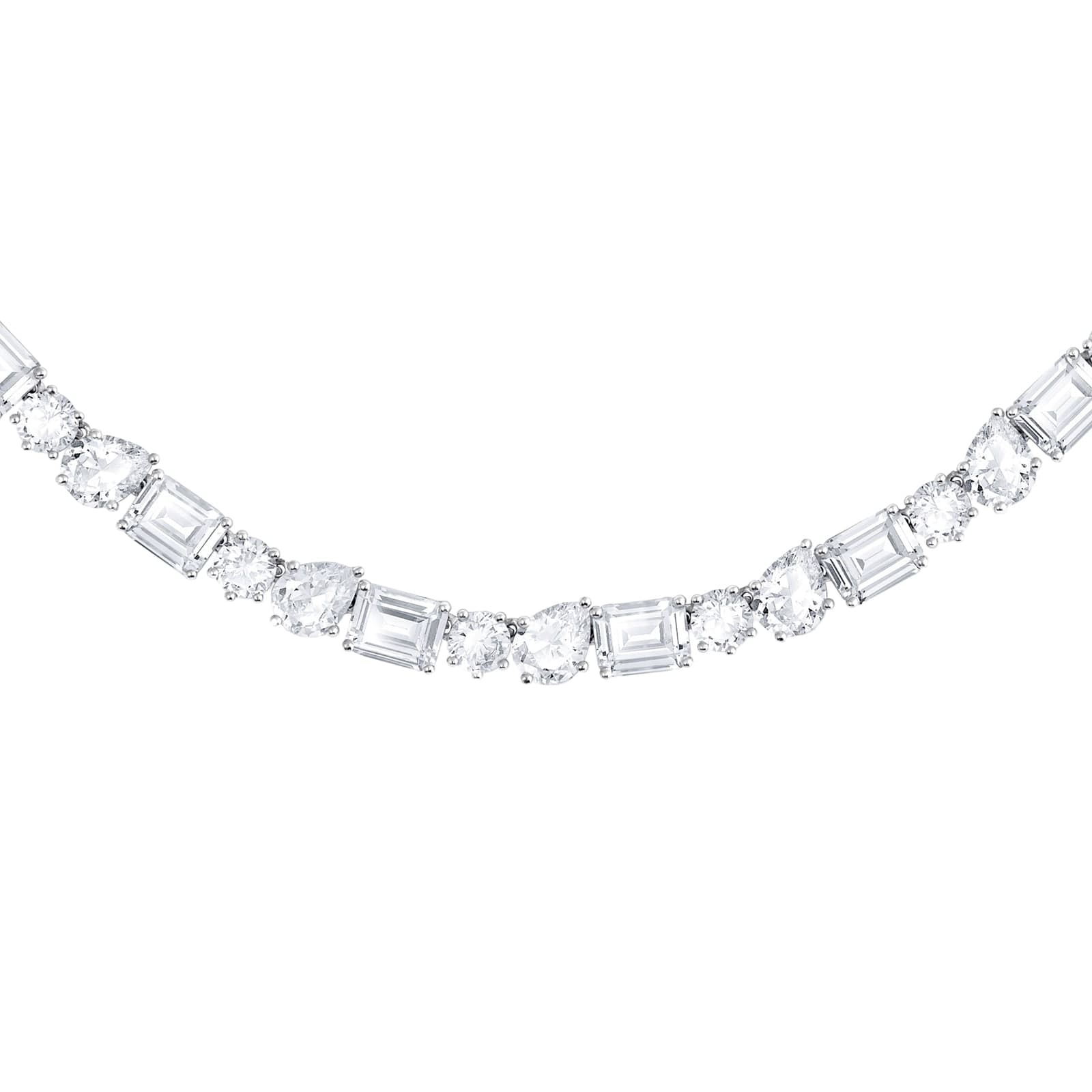 Sterling Silver Mixed Cut Cubic Zirconia Choker