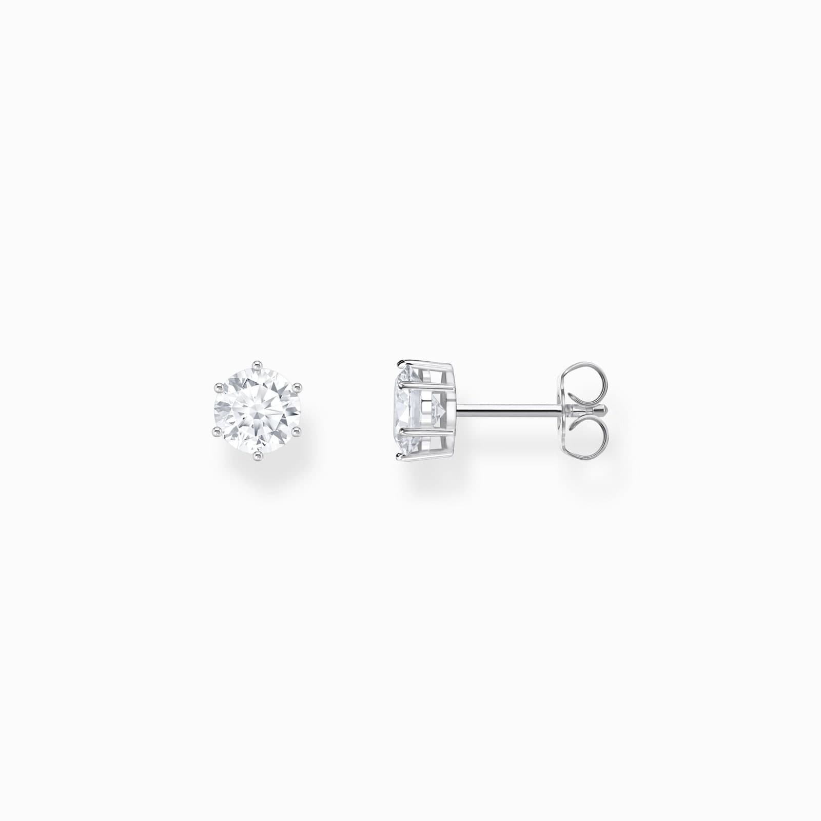 Silver Sparkling Cubic Zirconia Stone Stud Earrings