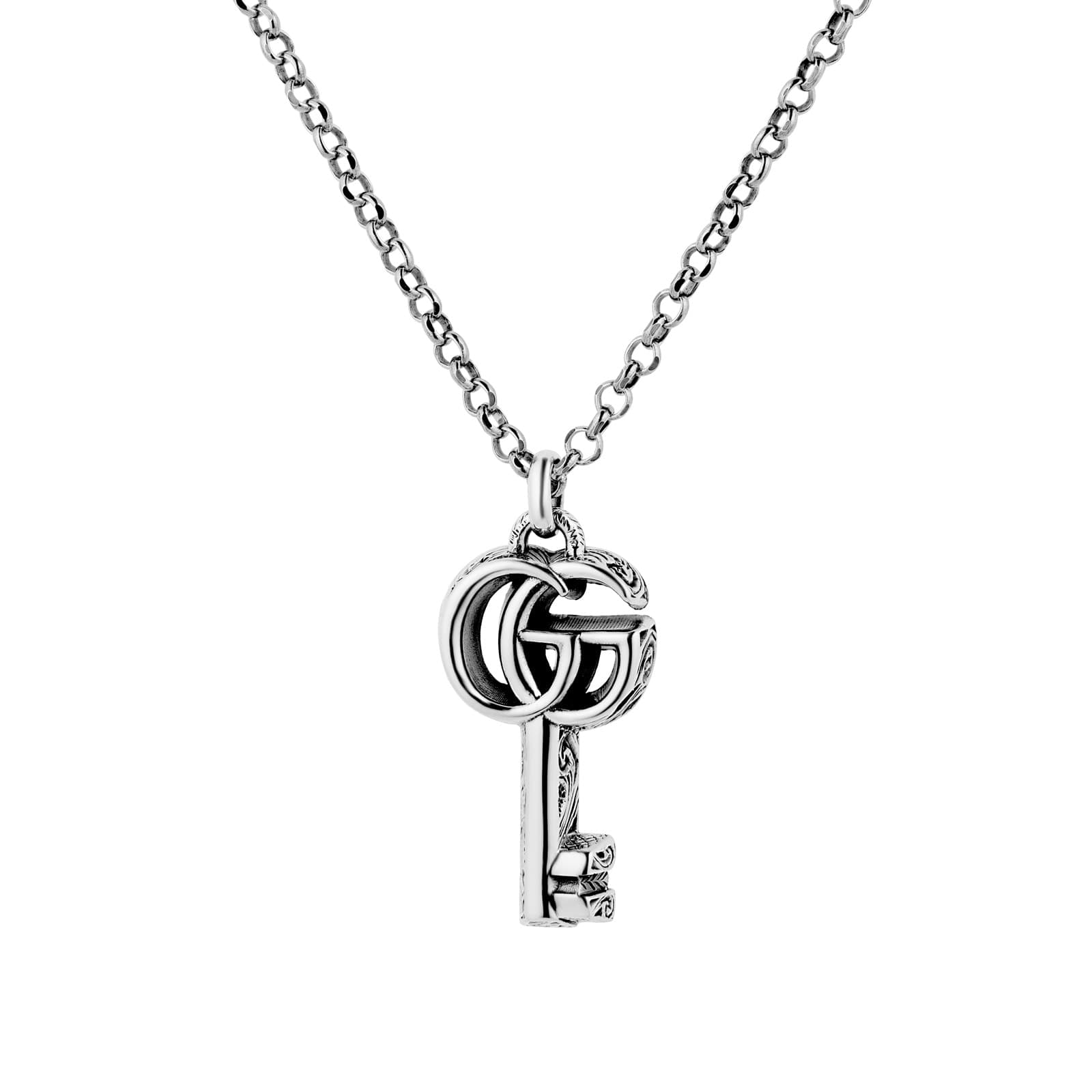 Sterling Silver GG Marmont Key Necklace