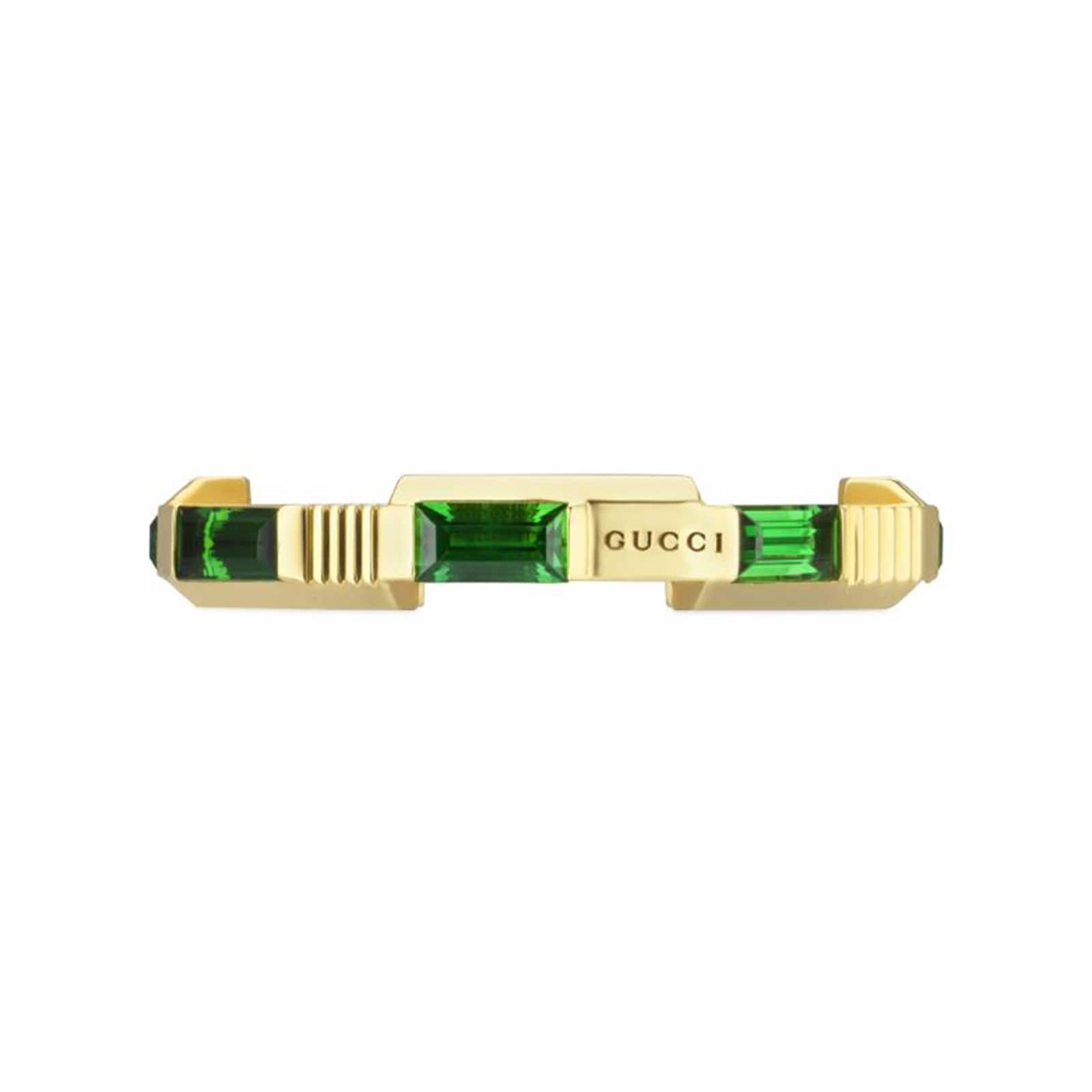 18ct Yellow Gold Green Tourmaline Link 2 Love Ring
