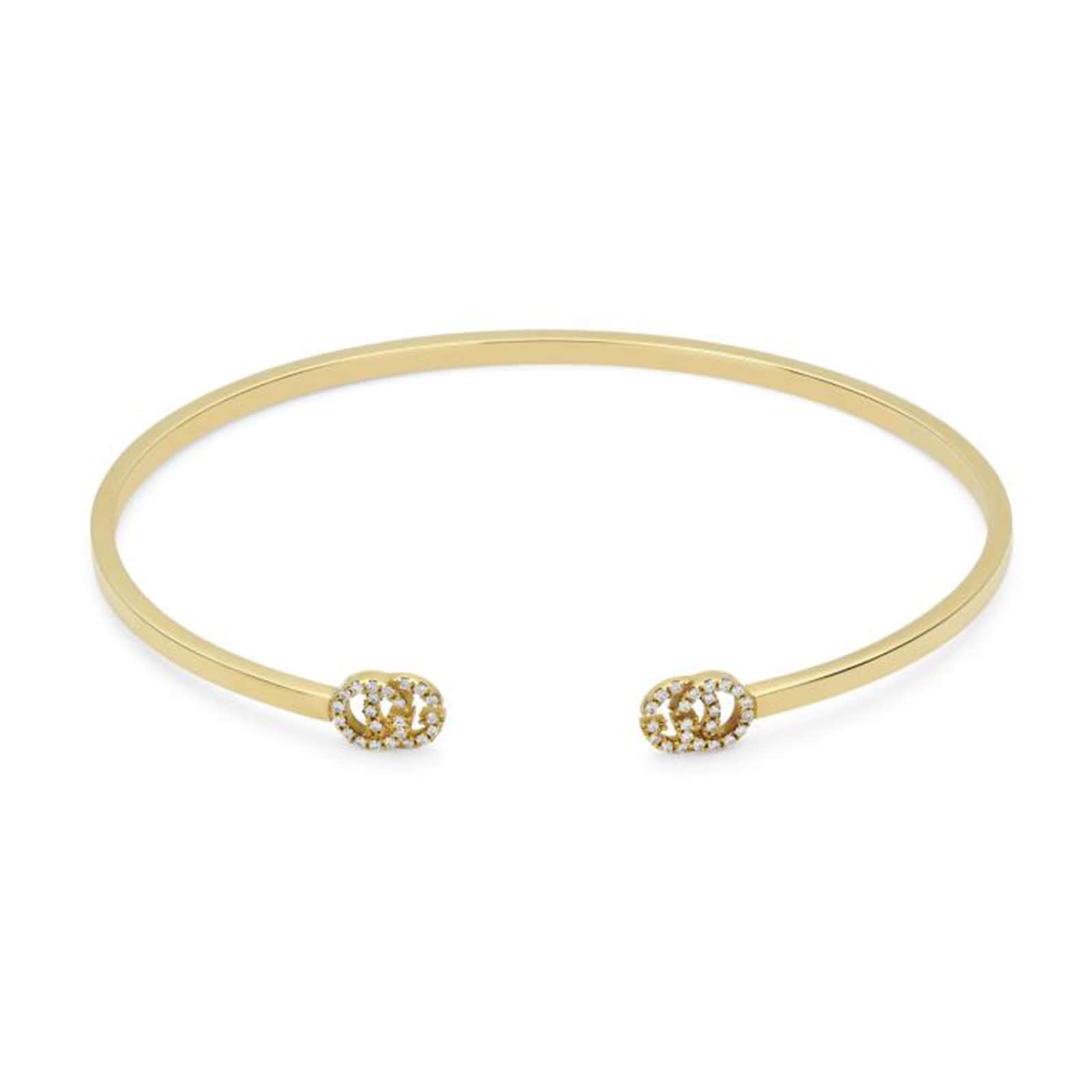 18ct Yellow Gold GG Running Diamond Bangle