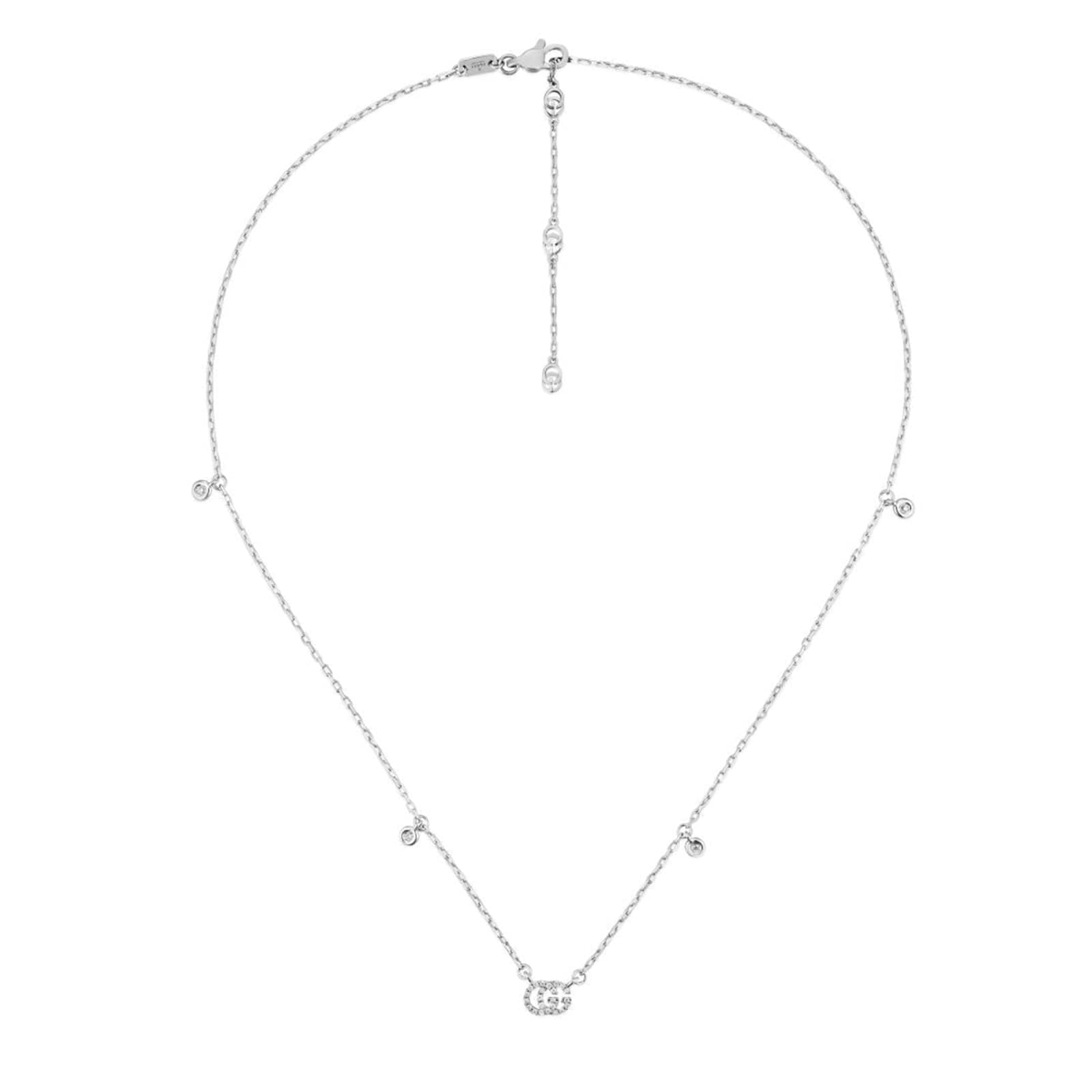18ct White Gold GG Running Diamond Necklace