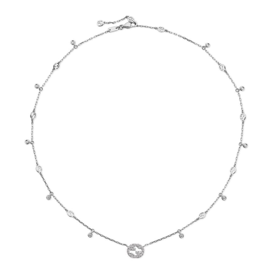 Gucci Interlocking 18ct White Gold 0.27ct Diamond Necklace