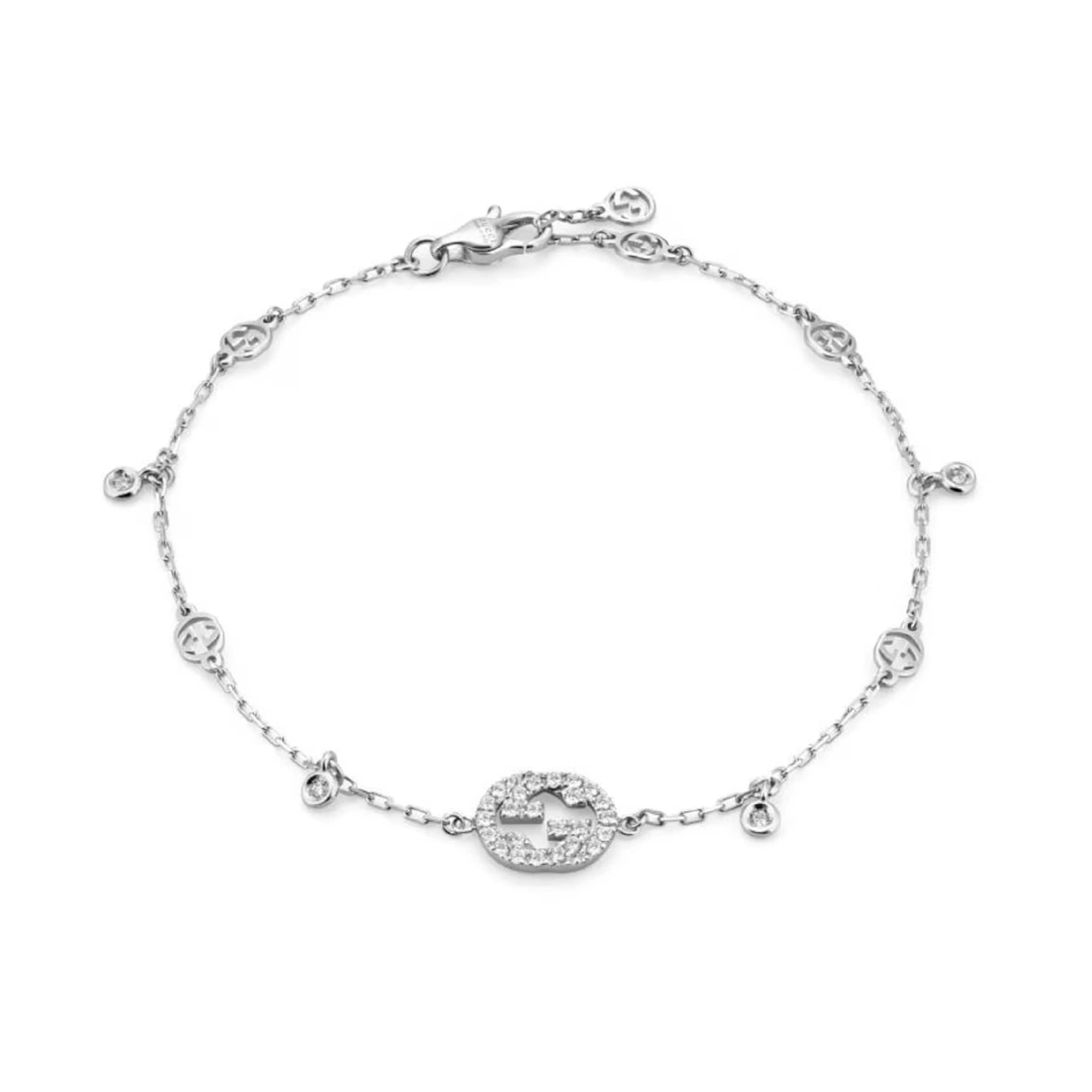 Gucci Interlocking 18ct White Gold 0.22ct Diamond Bracelet