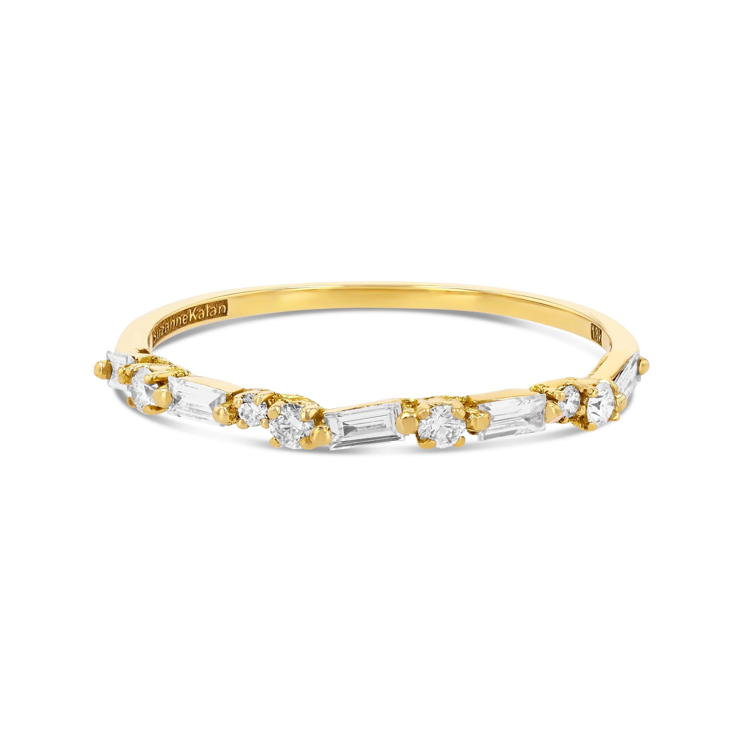 18ct Yellow Gold 0.31ct Baguette Diamond Half Eternity Ring - Ring M
