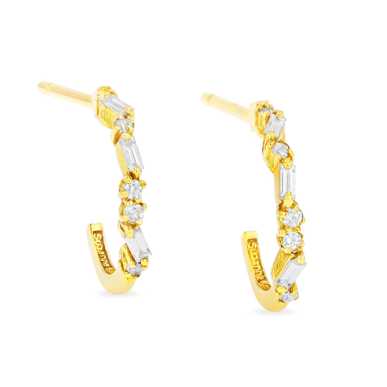 18ct Yellow Gold Essential 0.14cttw Diamond 12mm Hoop Earrings