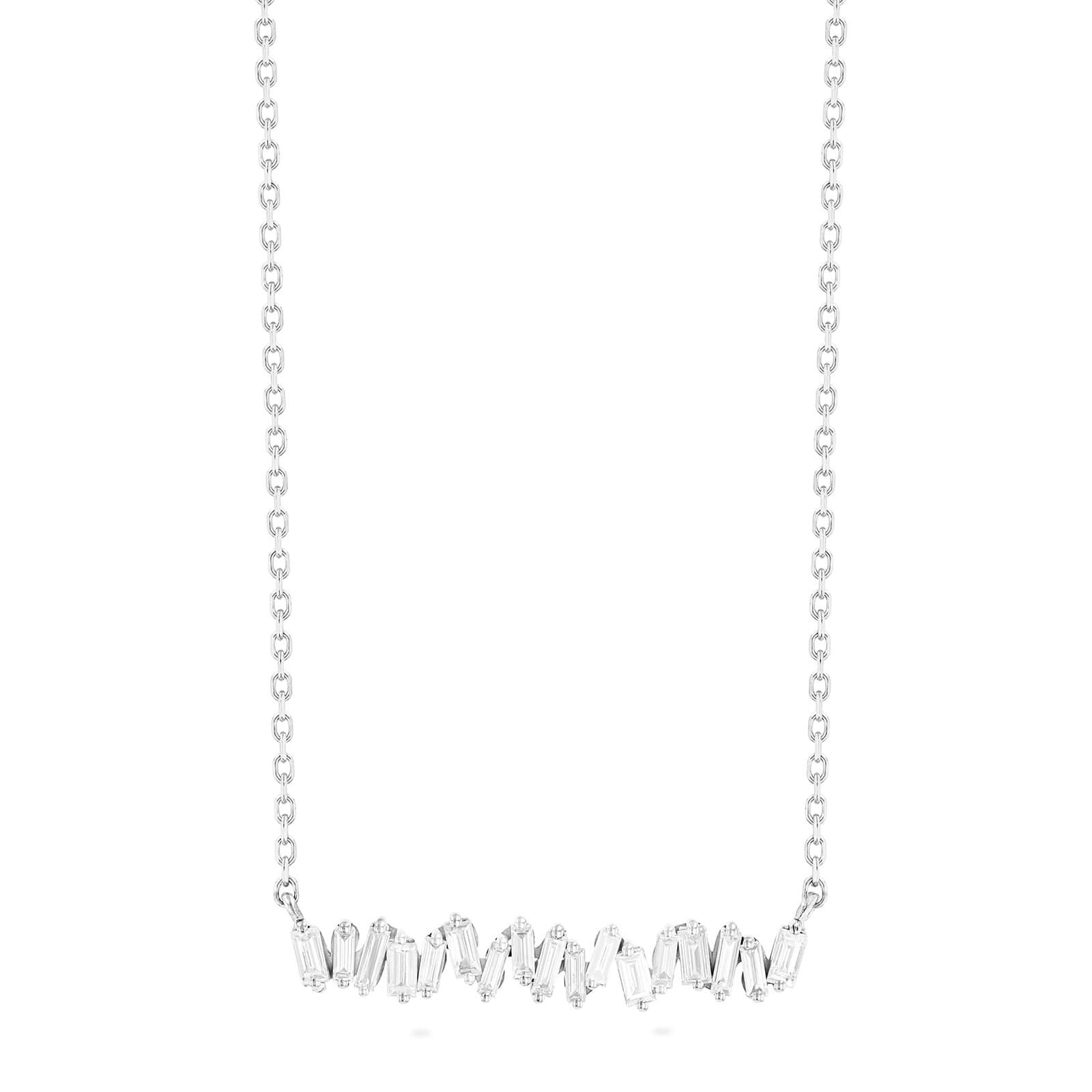 18ct White Gold Classic Firework 0.30cttw Diamond Bar Necklace