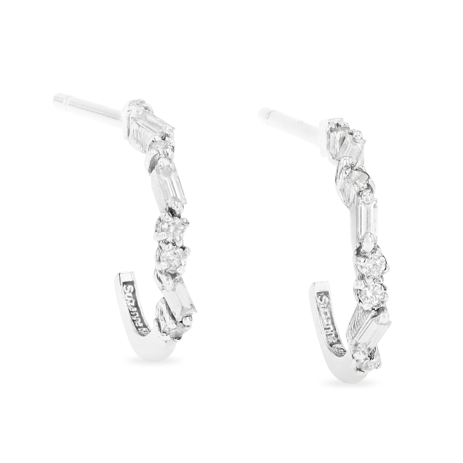 18ct White Gold Essential 0.14cttw Diamond 12mm Hoop Earrings