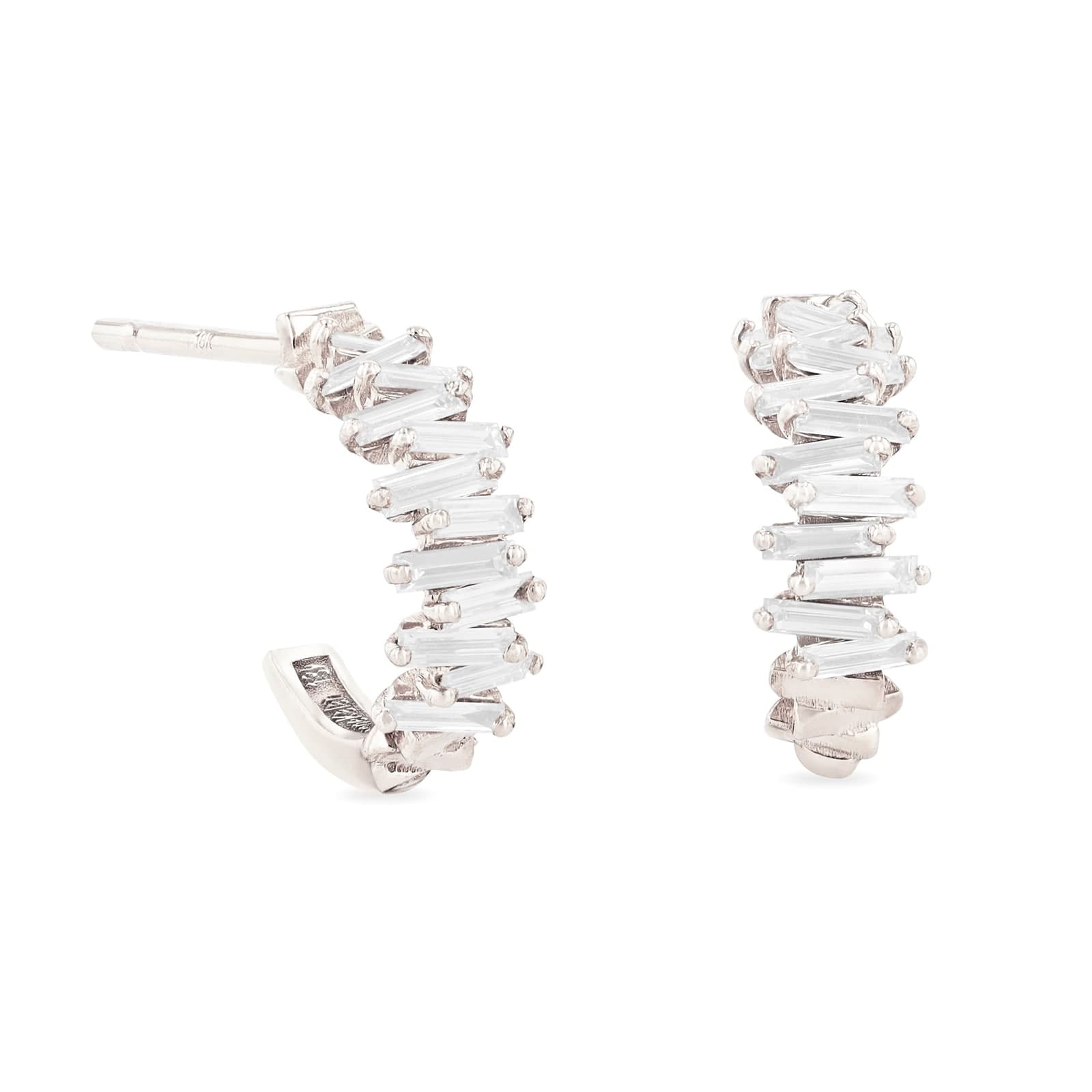 18ct White Gold Mini Zig Zag 0.46cttw Diamond Hoop Earrings
