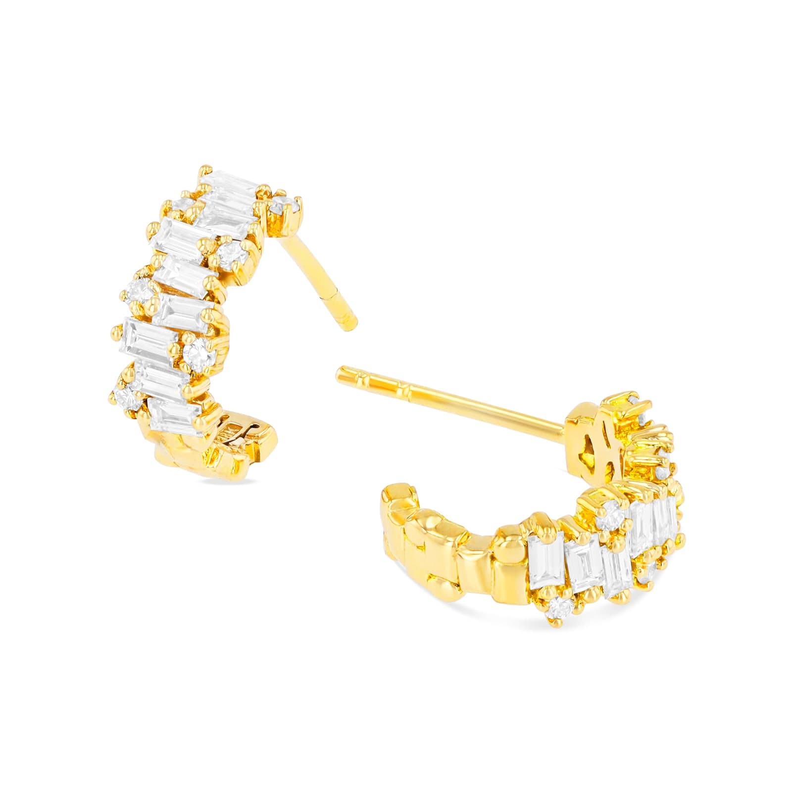 Summer Collection 18ct Yellow Gold 12mm Huggie 0.88cttw Diamond Earrings