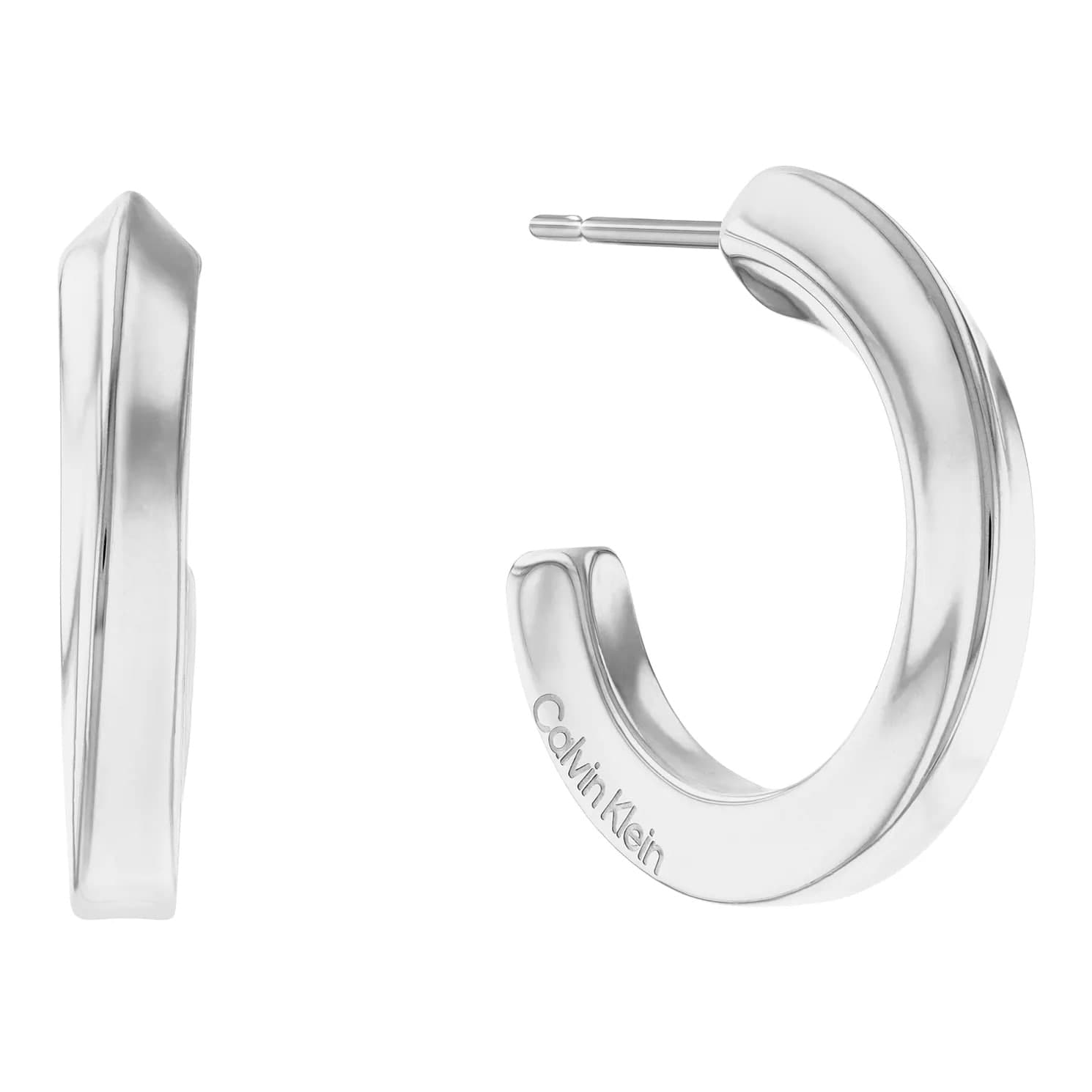 Ladies Stainless Steel Twisted Hoop Earrings
