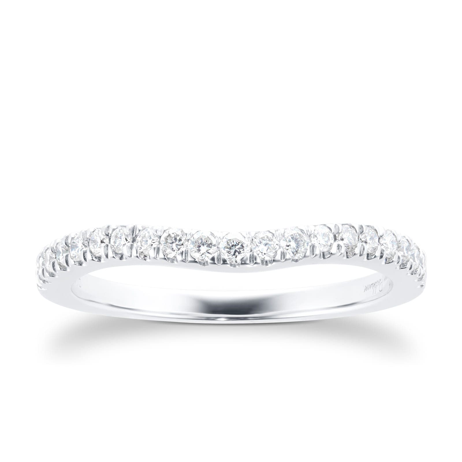 Brilliant Cut 0.23 Carat Total Weight Contour Wedding Ring In 18 Carat White Gold