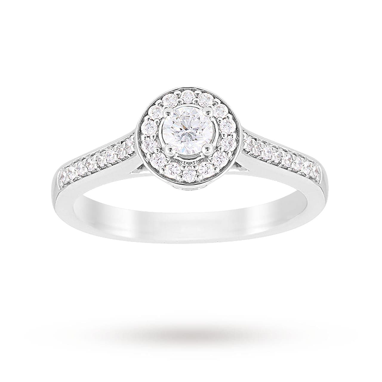 Brilliant Cut 0.35 Carat Total Weight Halo Diamond Ring In Platinum