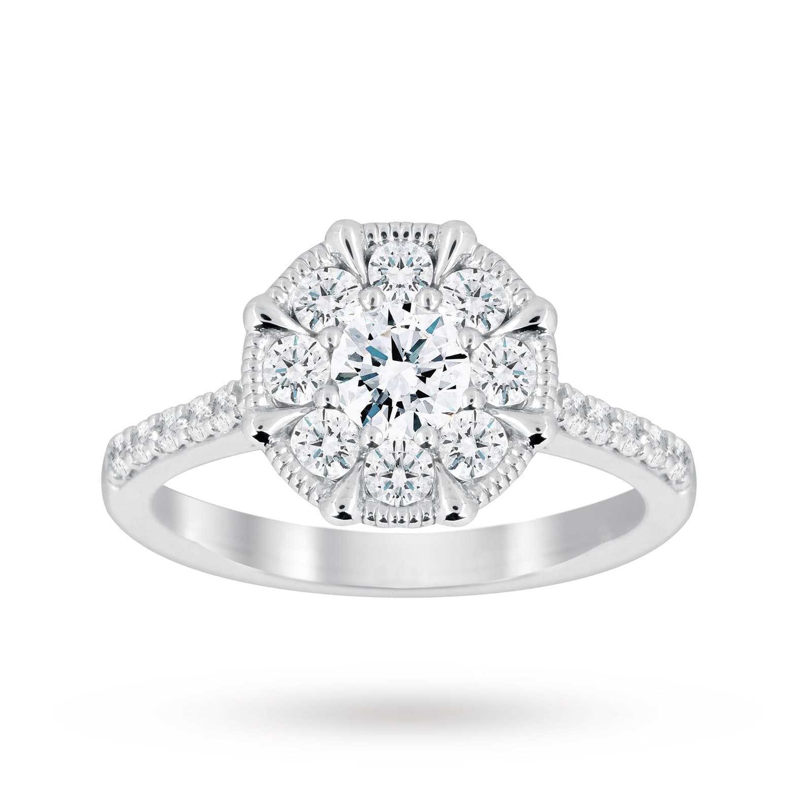 18 Carat White Gold 0.50 Carat Diamond 8 Claw Multi Stone Ring