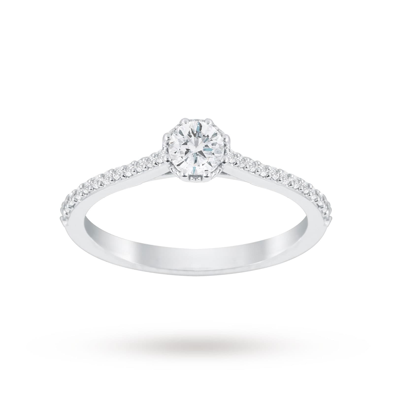 Platinum 0.50 Carat Diamond 8 Claw Single Stone Ring