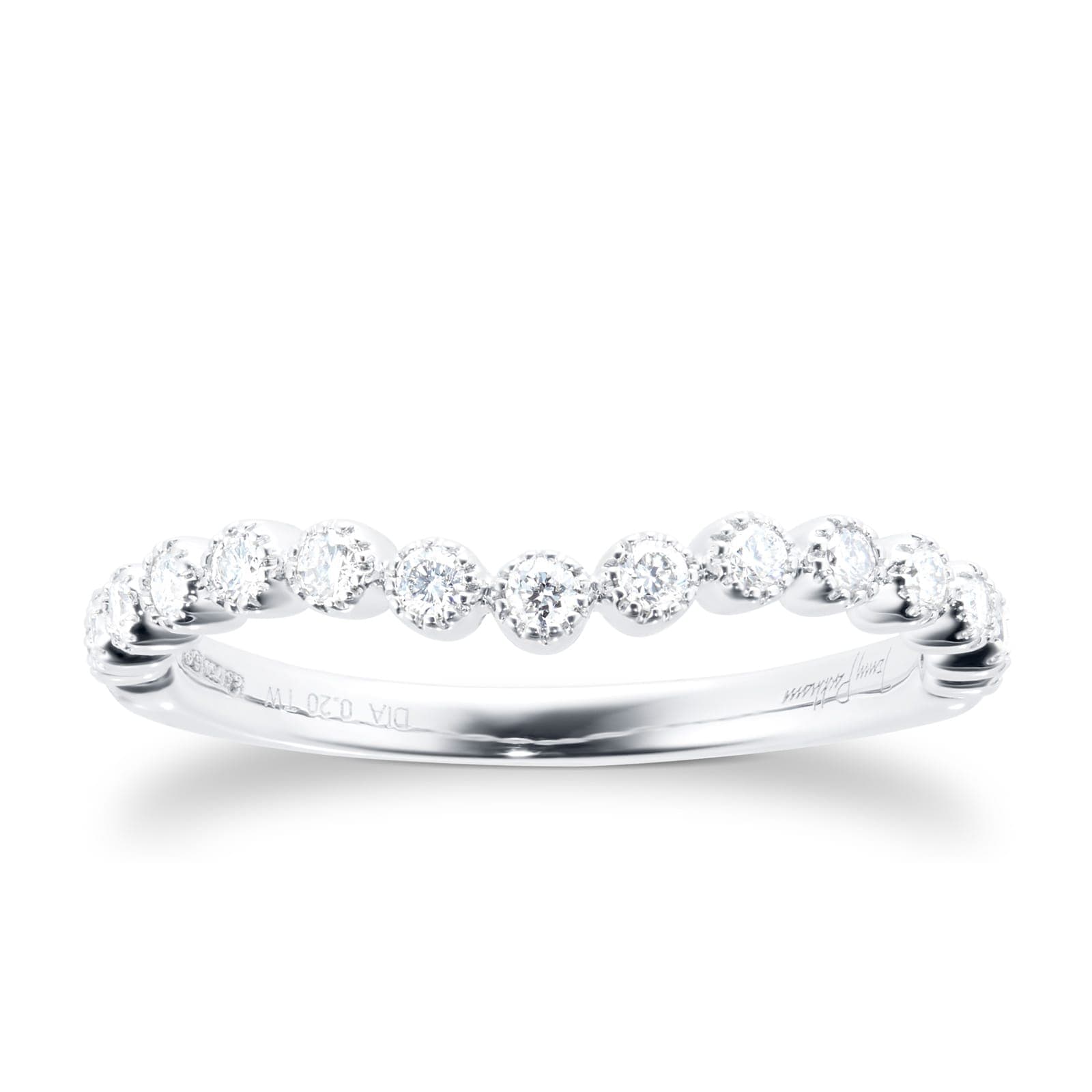18ct White Gold 0.20cttw Bead Edge Band Ring