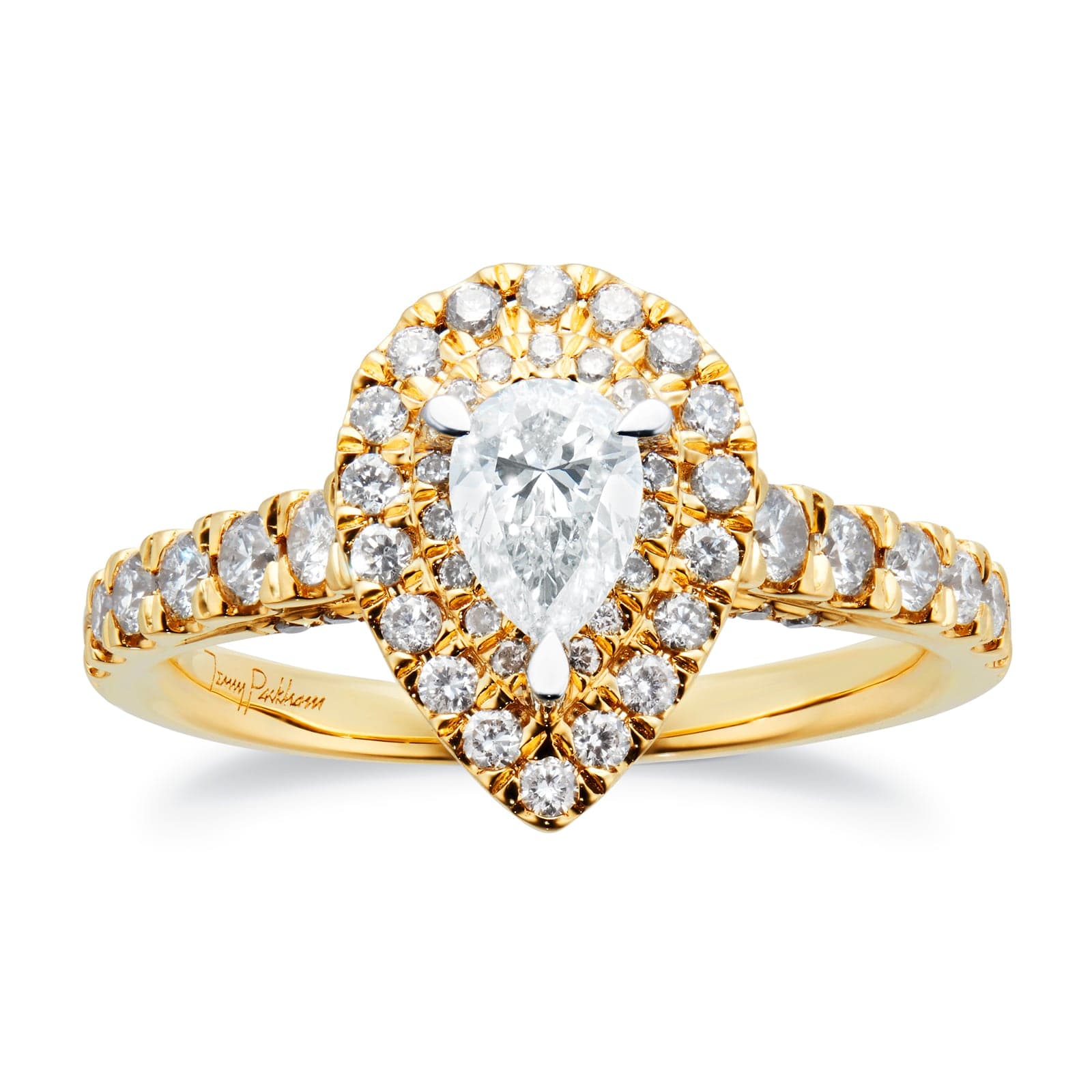 18ct Yellow Gold 1.25cttw Pear Halo Engagement Ring