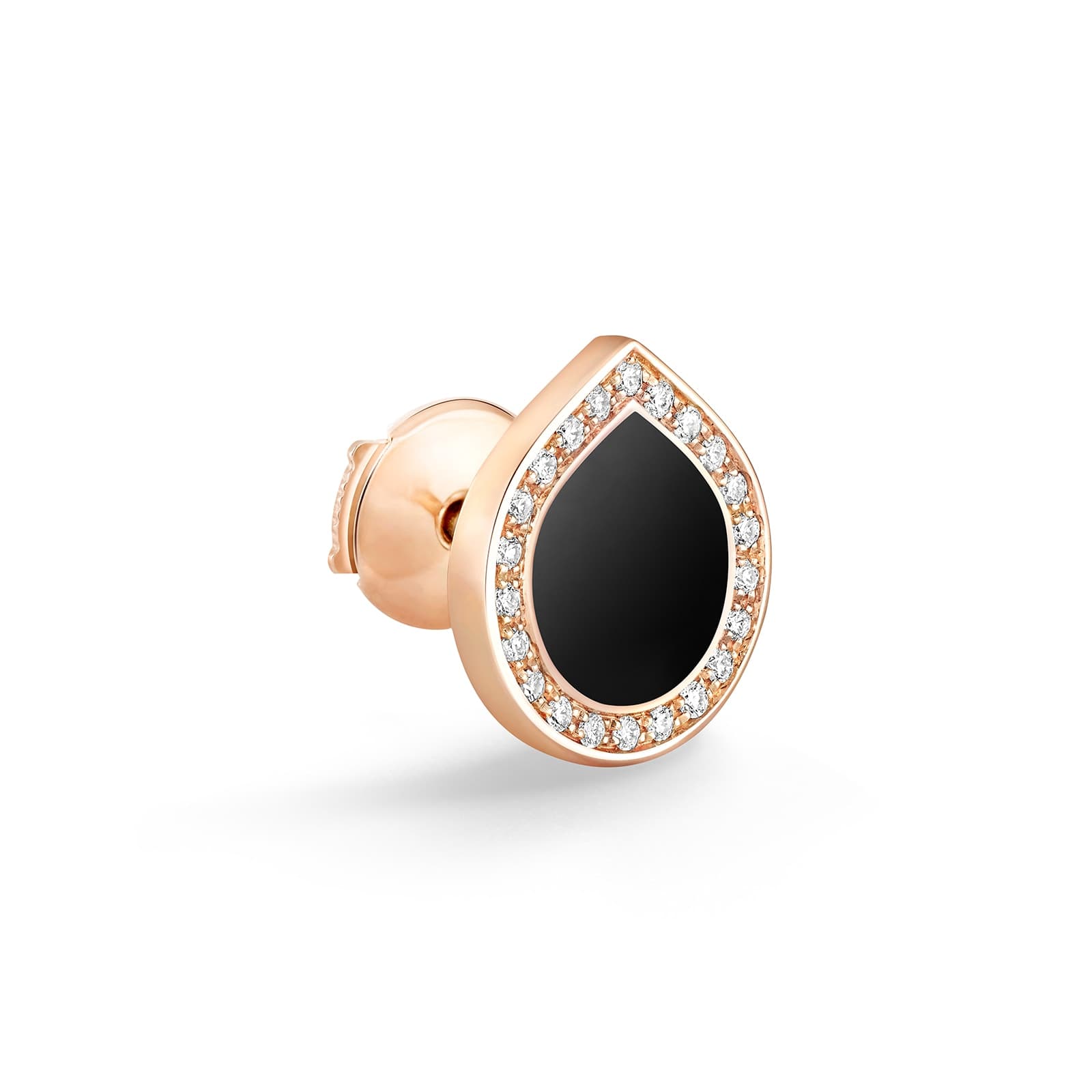 Antifer 18ct Rose Gold Onyx & 0.08ct Diamond Earring