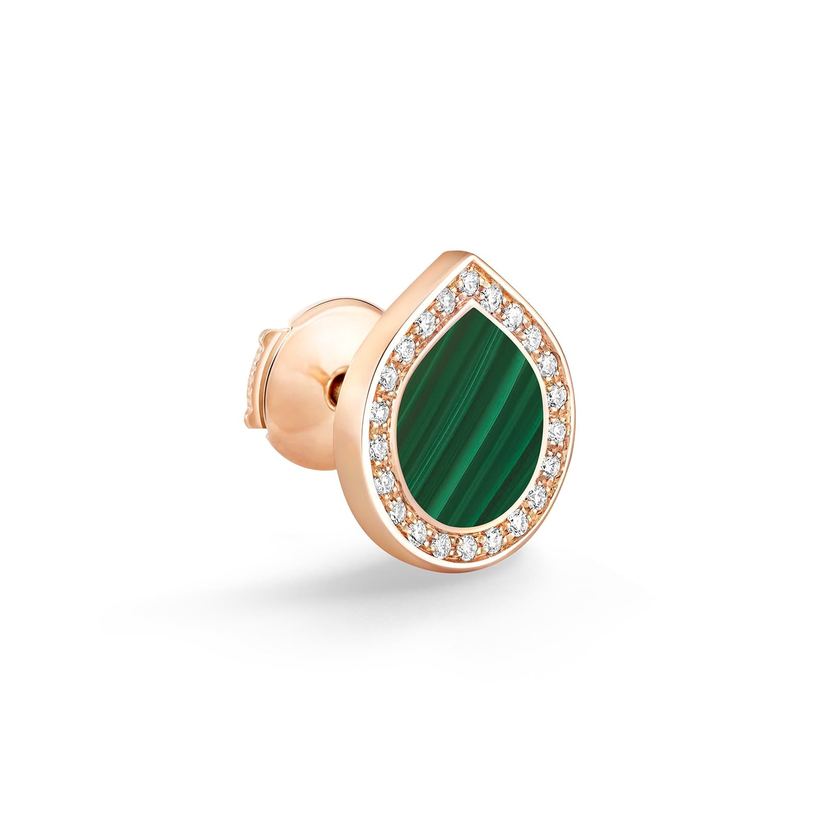 Antifer 18ct Rose Gold Malachite & 0.08ct Diamond Earring