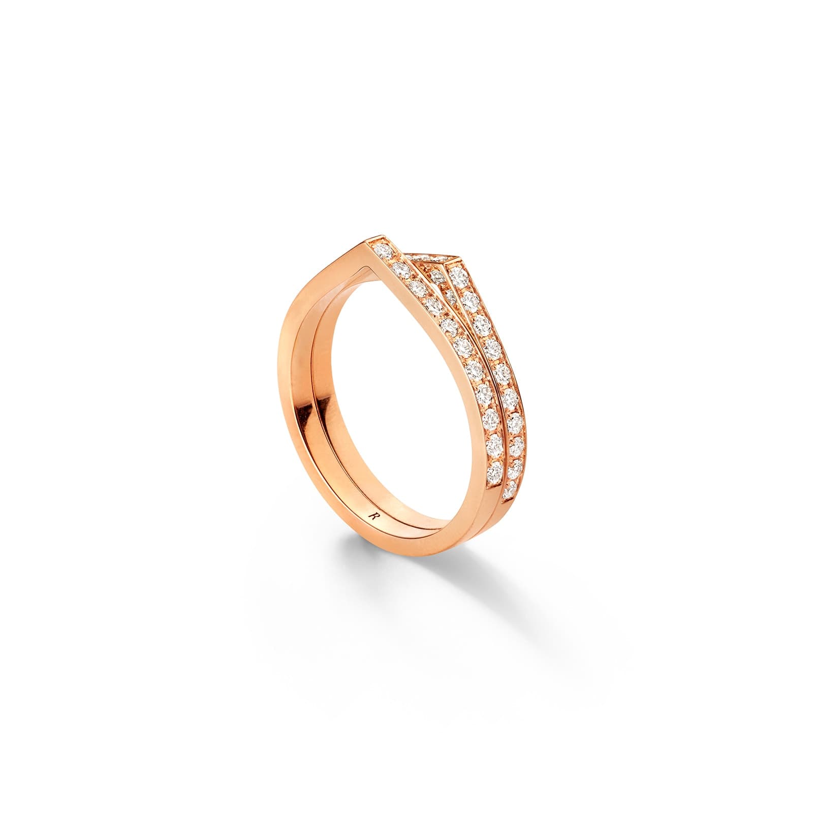 Antifer 18ct Rose Gold 0.52ct Diamond Two Row Ring