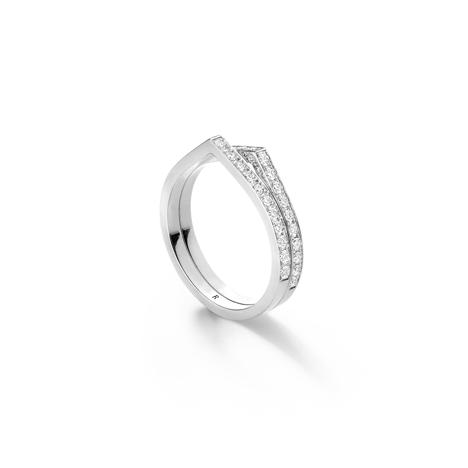 Antifer 18ct White Gold 0.52ct Diamond Two Row Ring