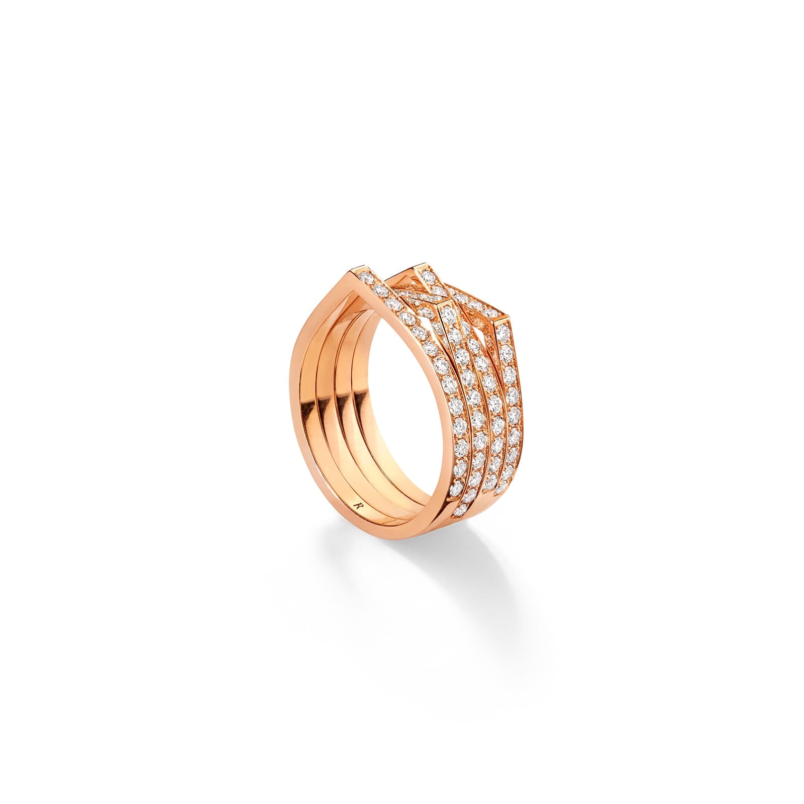 Antifer 18ct Rose Gold 1.12ct Diamond Four Row Ring