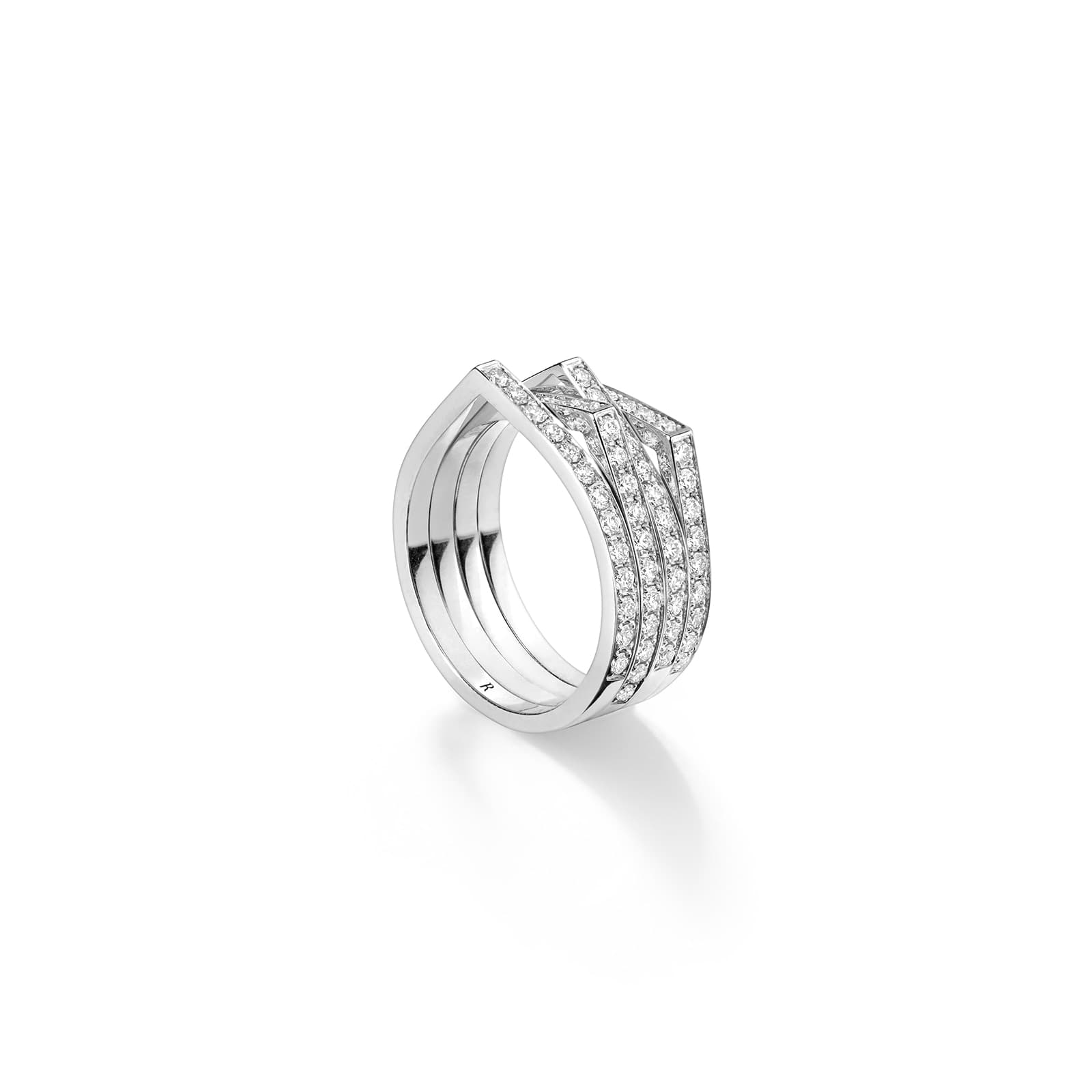 Antifer 18ct White Gold 1.12ct Diamond Four Row Ring