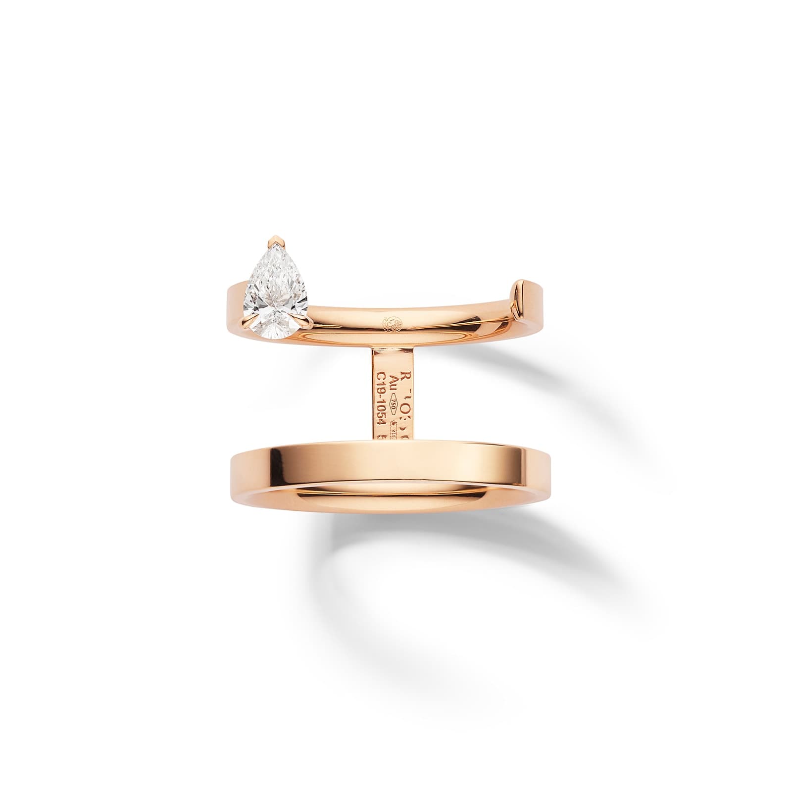 Serti sur Vide 18ct Rose Gold 0.30ct Pear Cut Diamond Ring