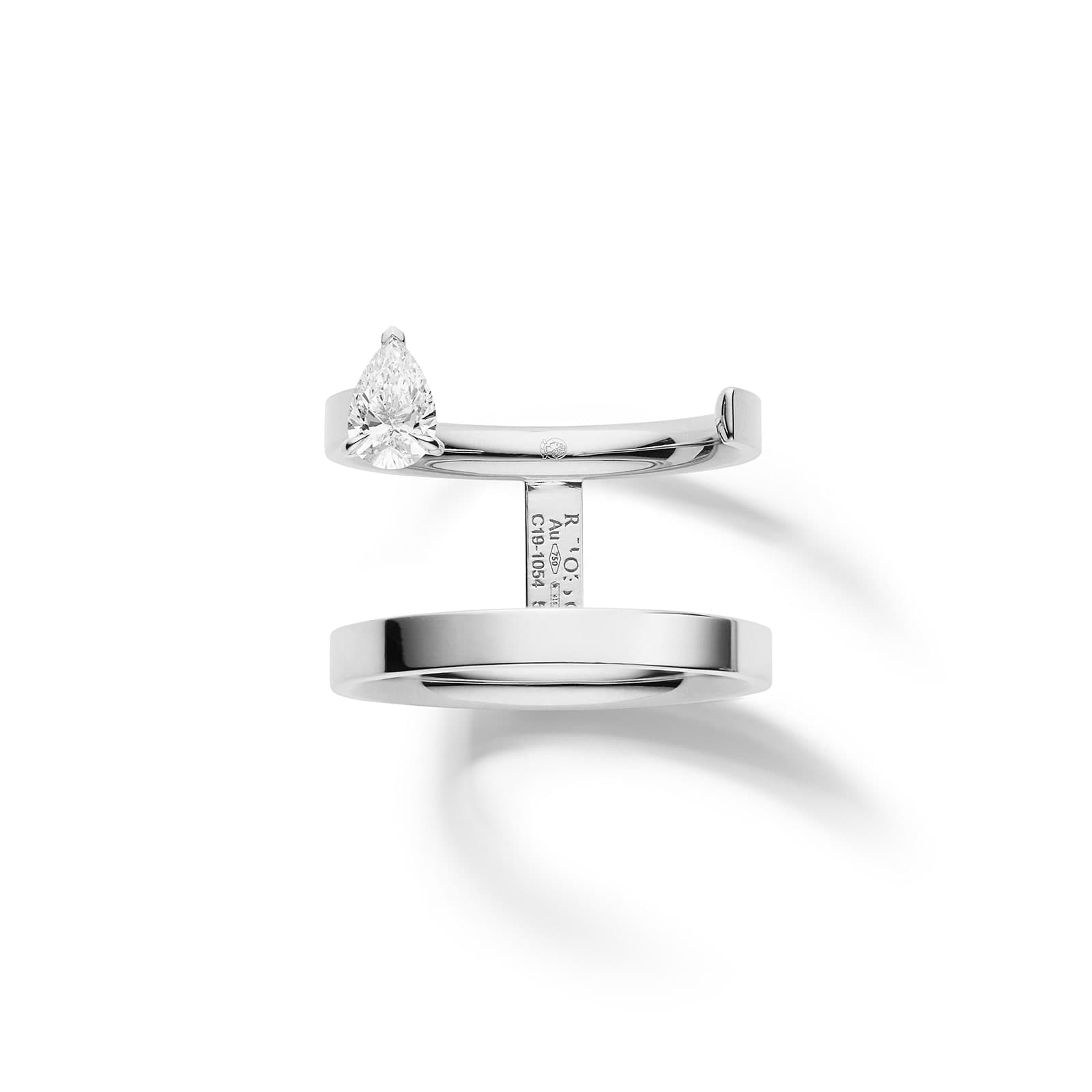 Serti sur Vide 18ct White Gold 0.30ct Pear Cut Diamond Ring