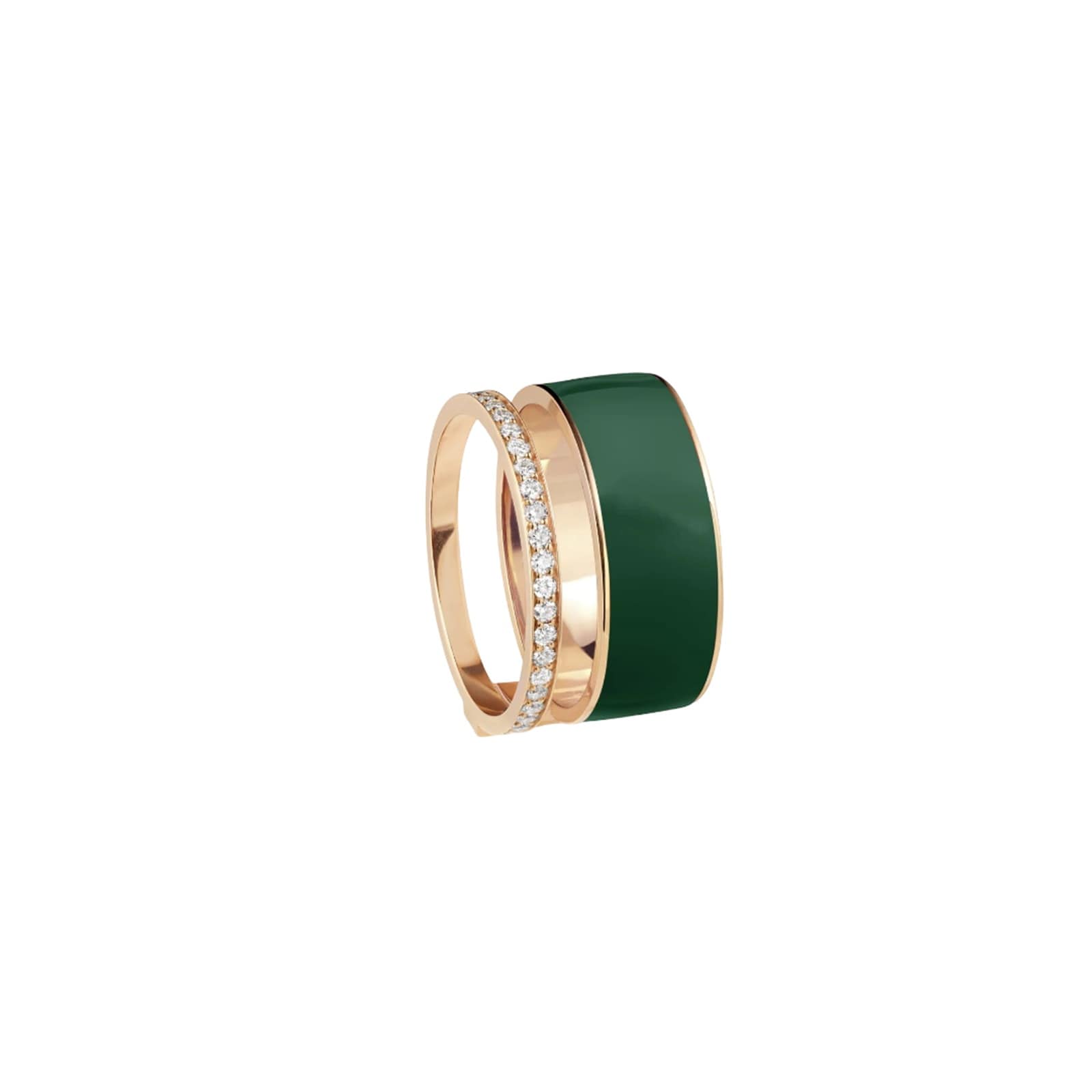 Repossi Berbere 18ct Rose Gold Green Lacquer & 0.34ct Diamond Ring
