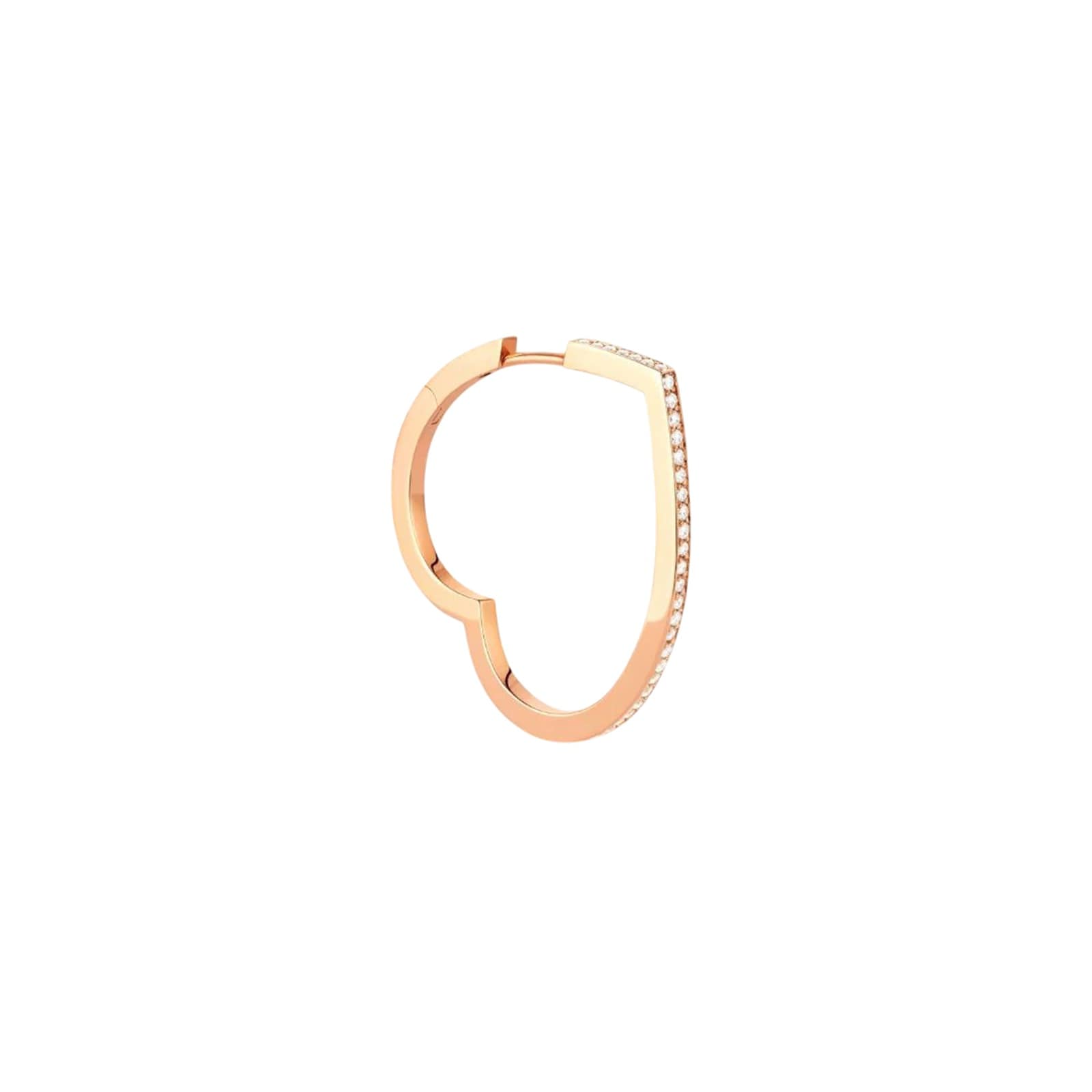 Repossi Antifer Heart 18ct Rose Gold 0.14ct Diamond Hoop Earring