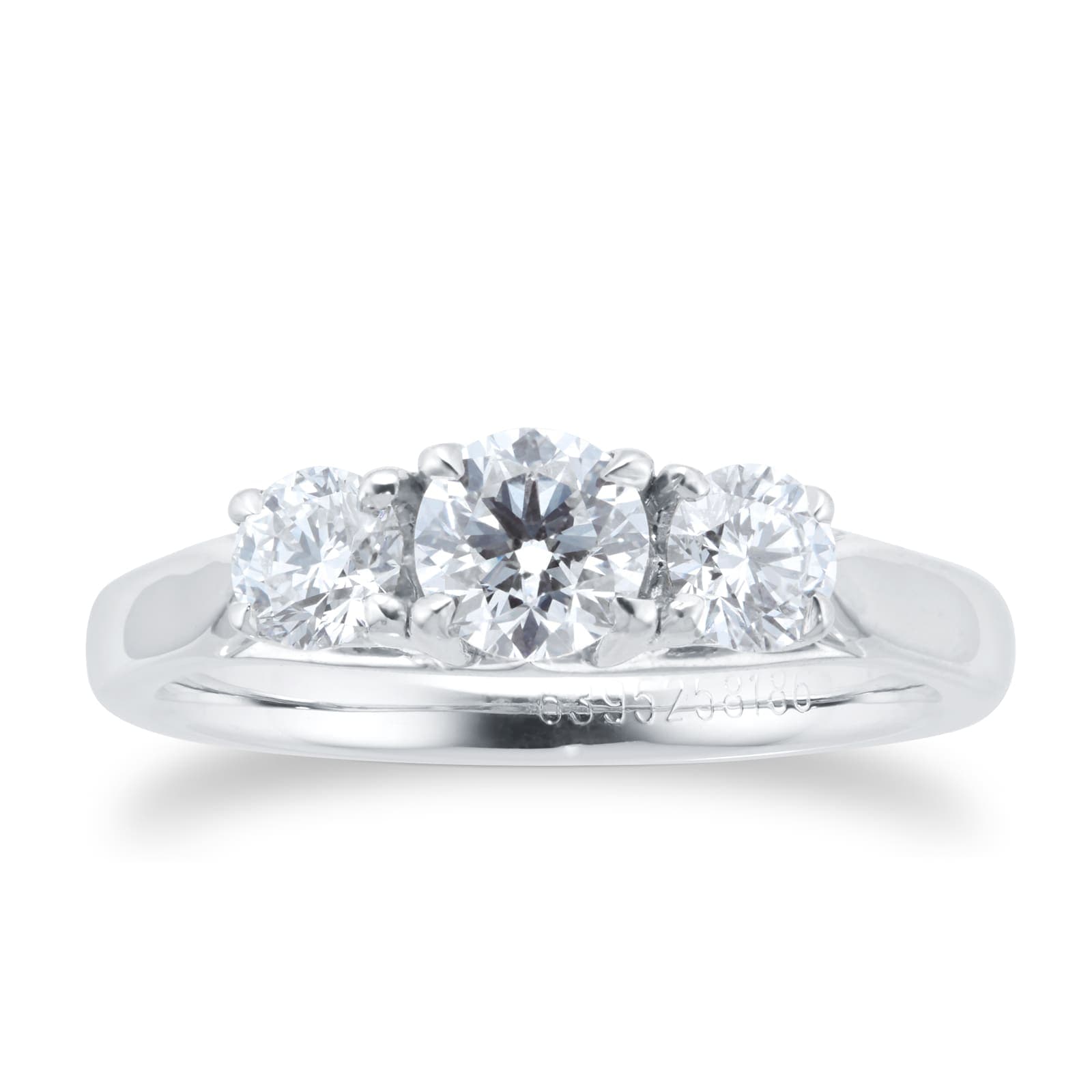 Ena Harkness Three Stone Engagement Ring 0.88 Carat Total Weight
