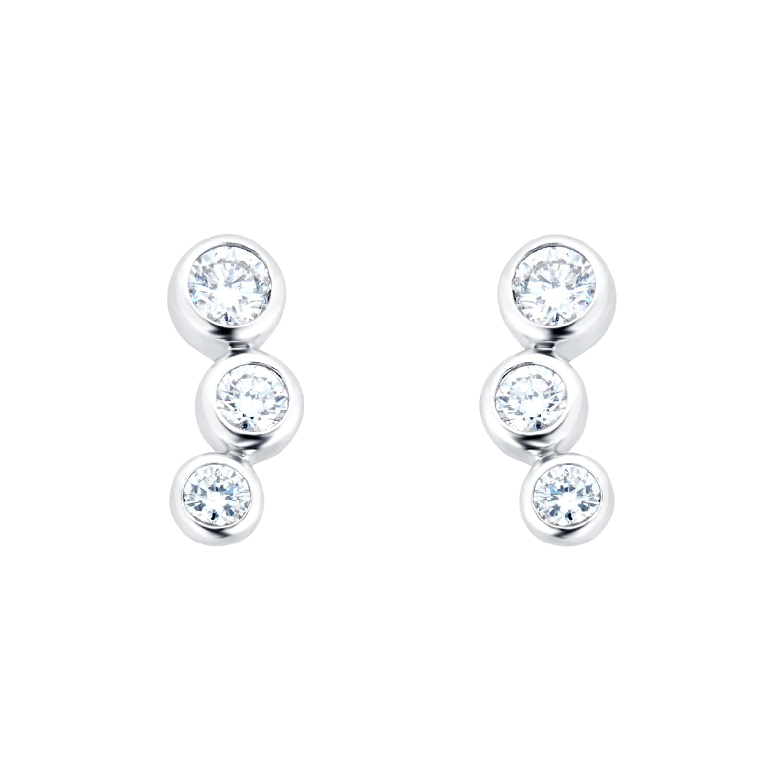 Gossamer 18ct White Gold 0.30cttw Three Stone Diamond Drop Earrings