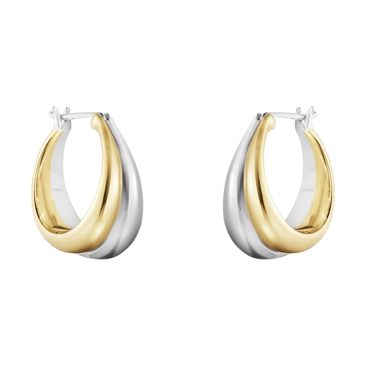 18ct Yellow Gold & Sterling Silver Curve Hoop Earrings