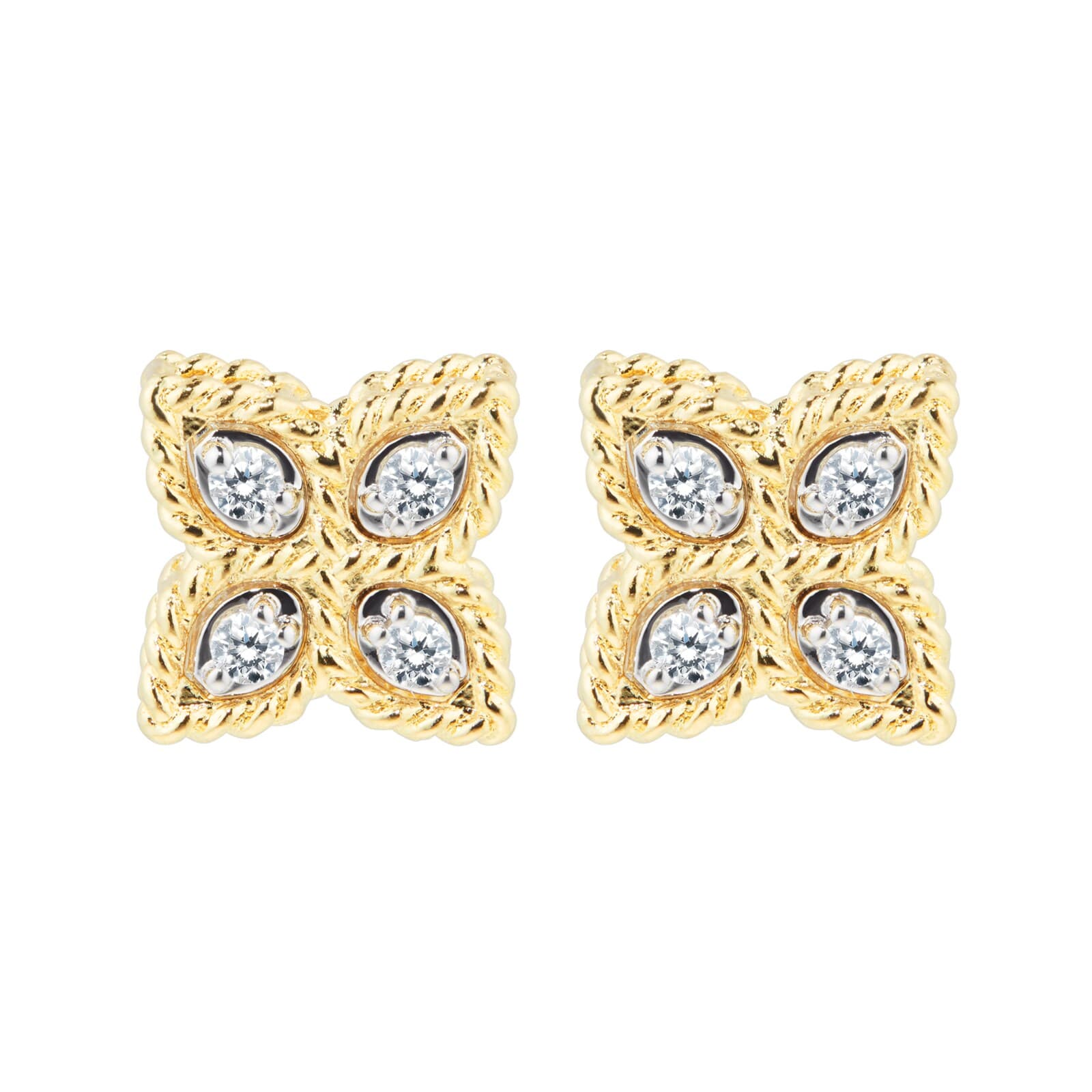 Princess Flower 18ct Yellow & White Gold 0.09ct Diamond Stud Earrings