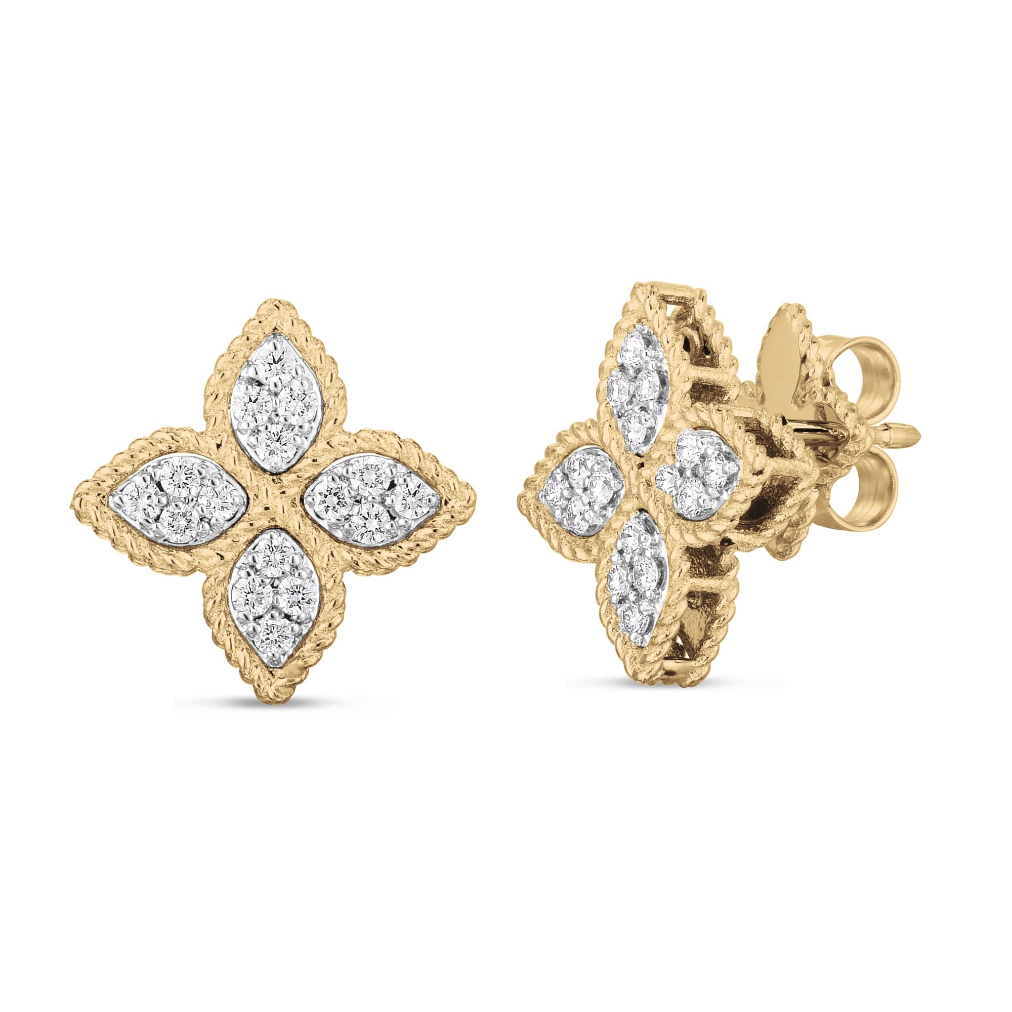 Princess Flower 18ct Yellow & White Gold 0.37ct Diamond Stud Earrings