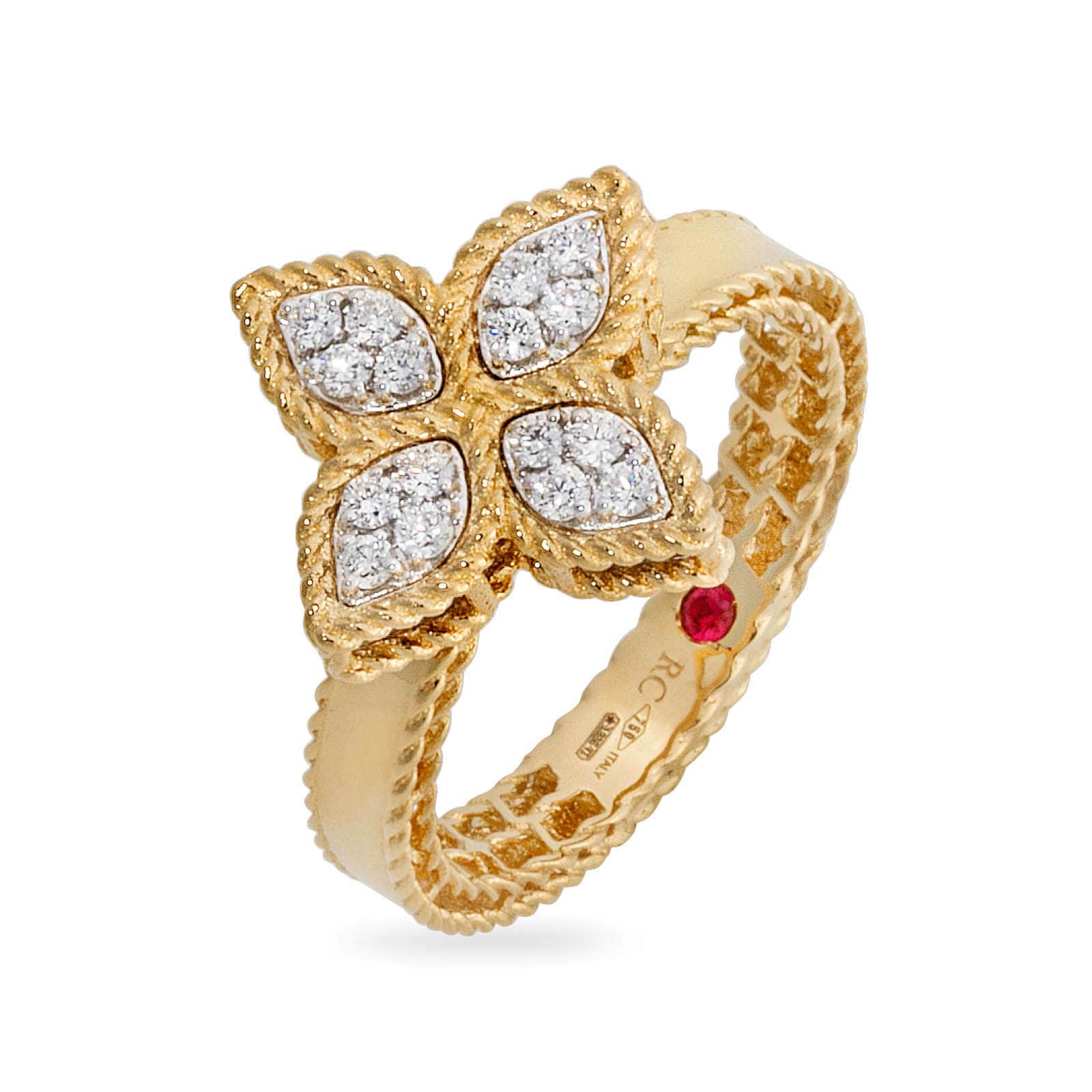 Princess Flower 18ct Yellow Gold 0.18ct Diamond Ring - Ring Size K