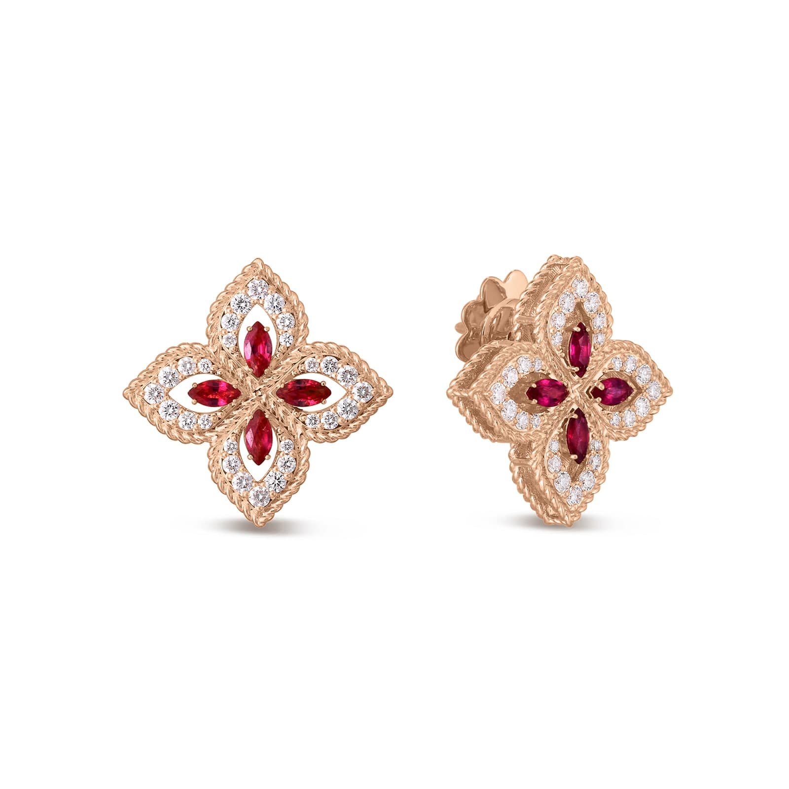 Exclusive Venetian Princess 18ct Rose Gold 0.55ct Diamond & Ruby Stud Earrings