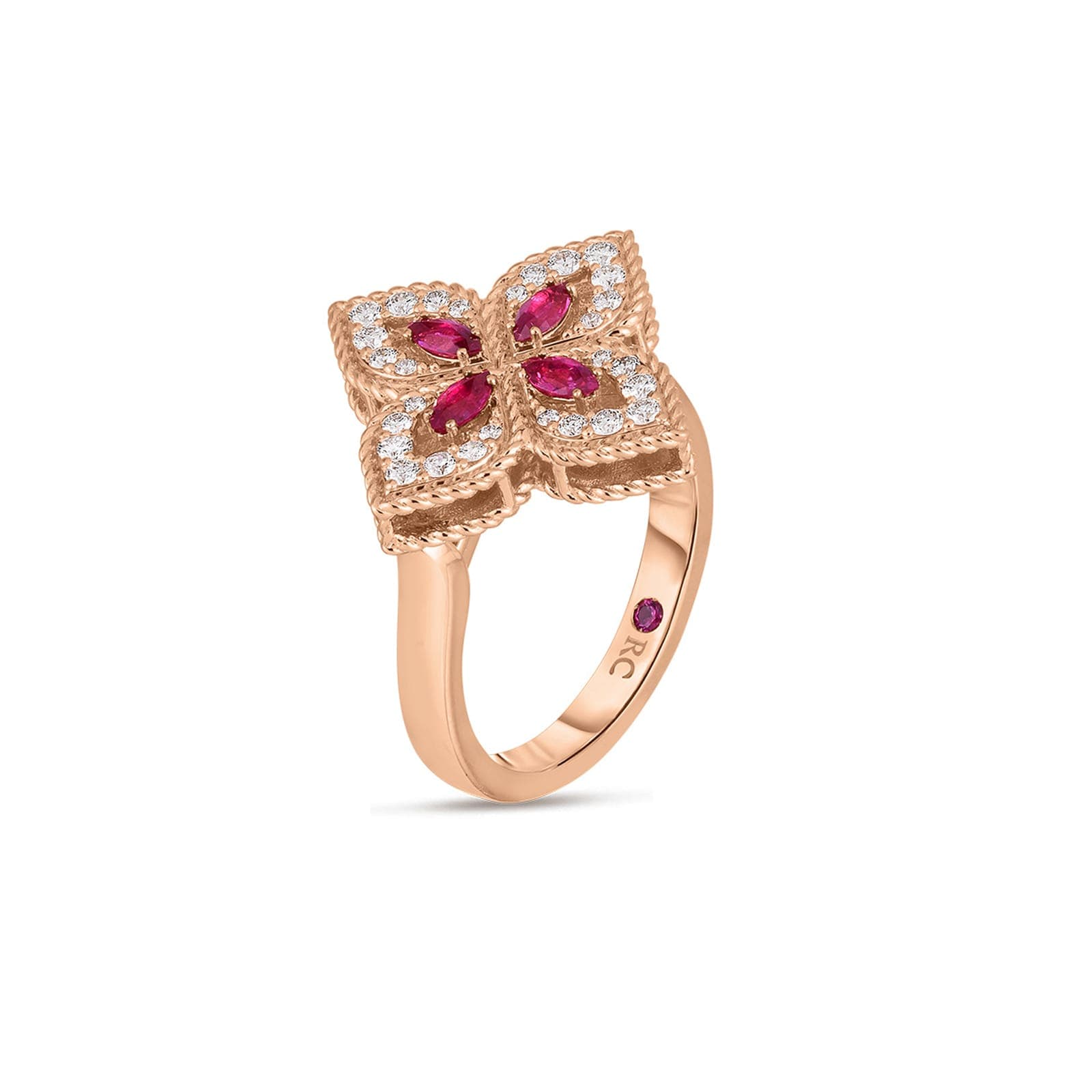 Exclusive Venetian Princess 18ct Rose Gold 0.26ct Diamond & Ruby Ring