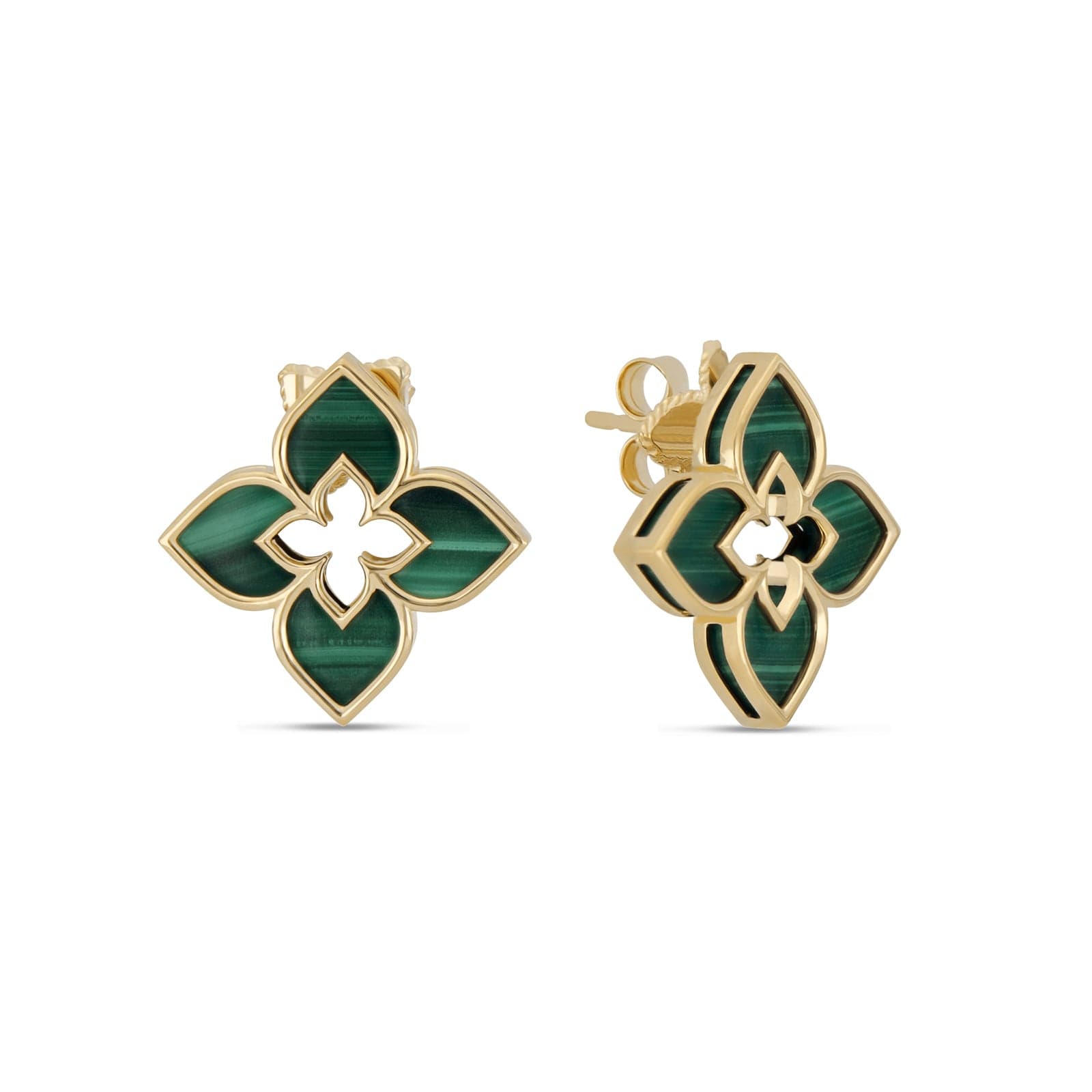 Venetian Princess 18ct Yellow Gold Green Malachite Stud Earrings