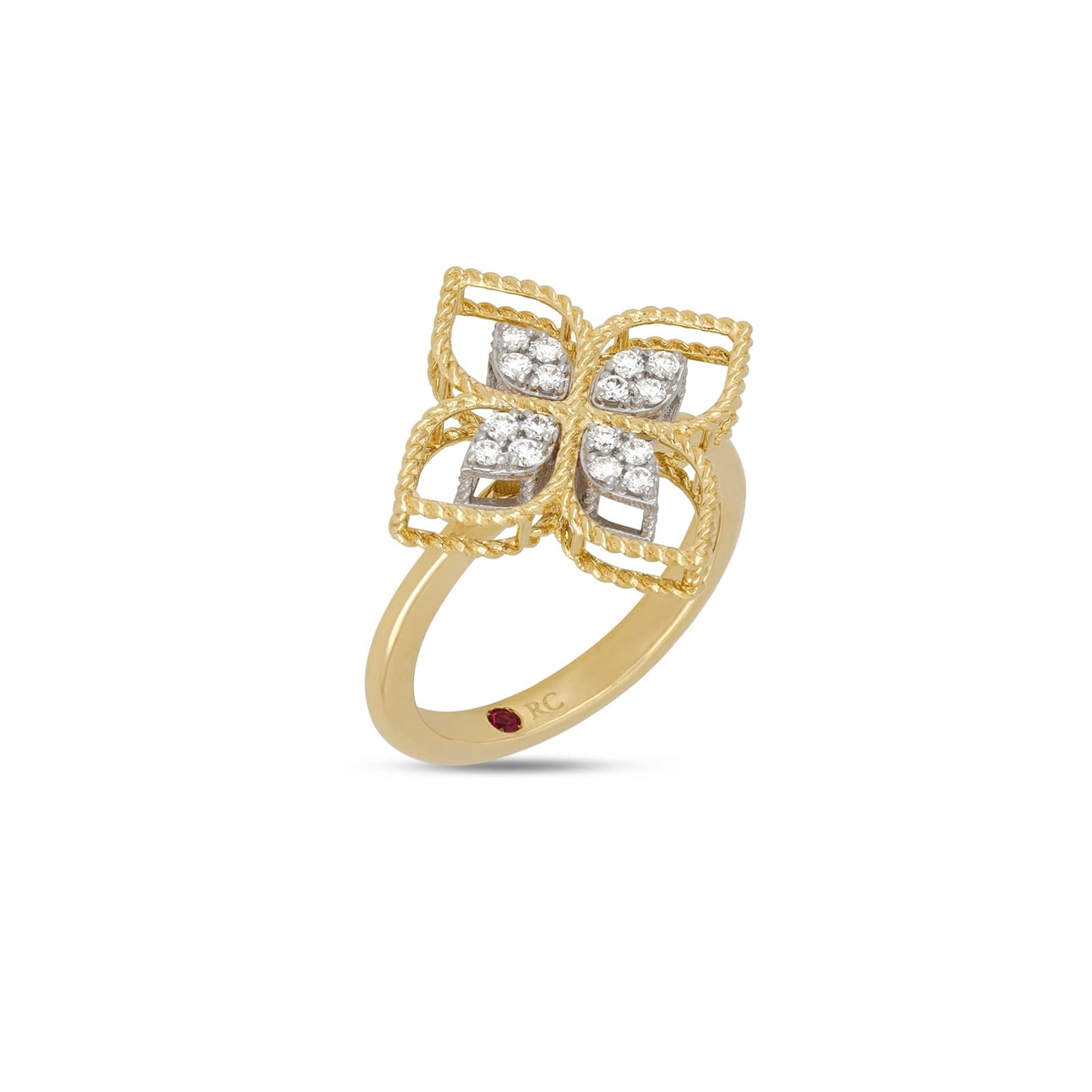 18ct Yellow Gold Princess Flower 0.18ct Diamond Ring