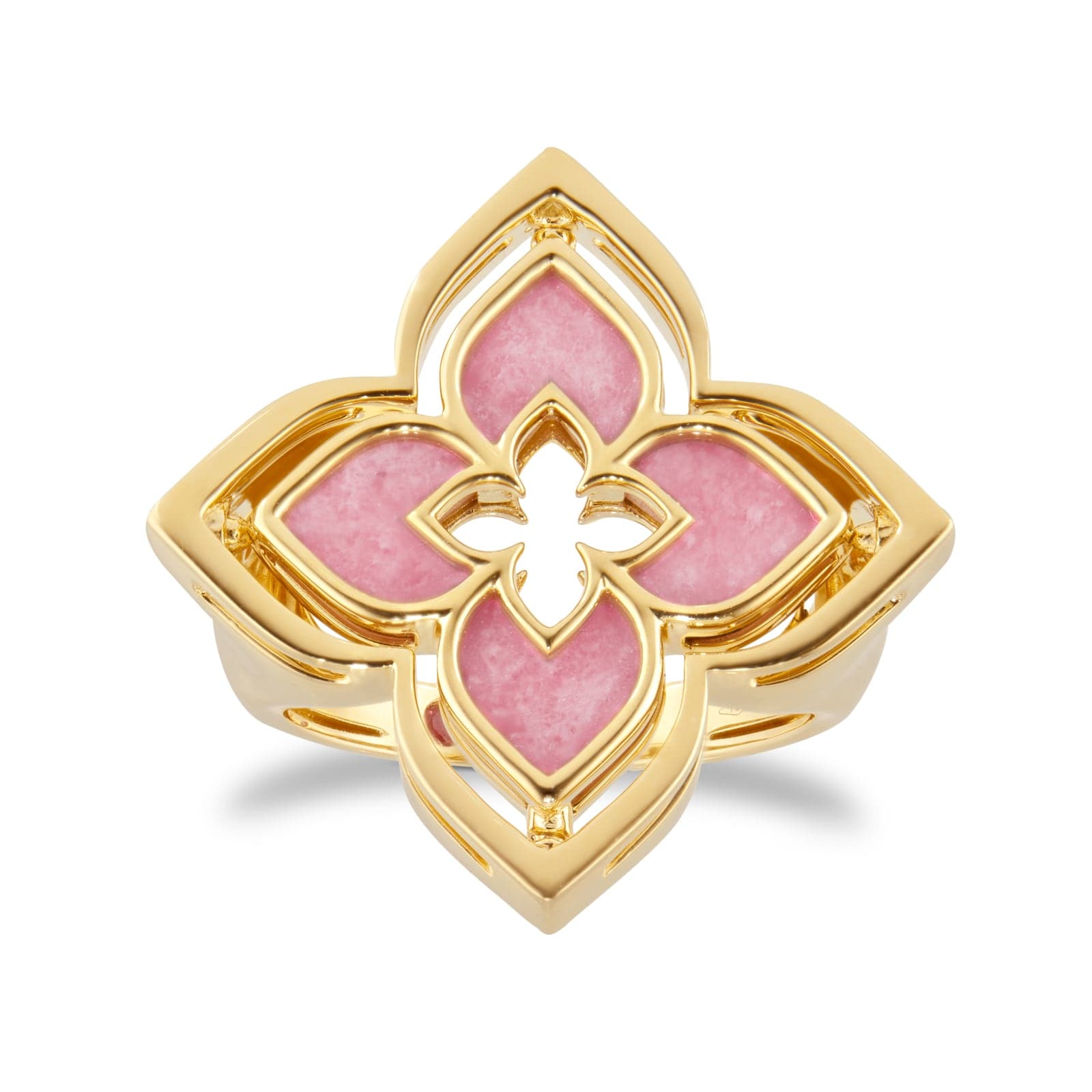 Venetian Princess 18ct Yellow Gold Rhodonite & 0.03ct Diamond Ring