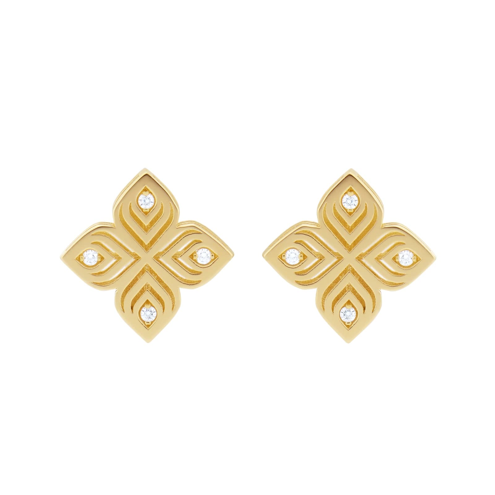 Arabesque 18ct Yellow Gold 0.08ct Diamond Stud Earrings