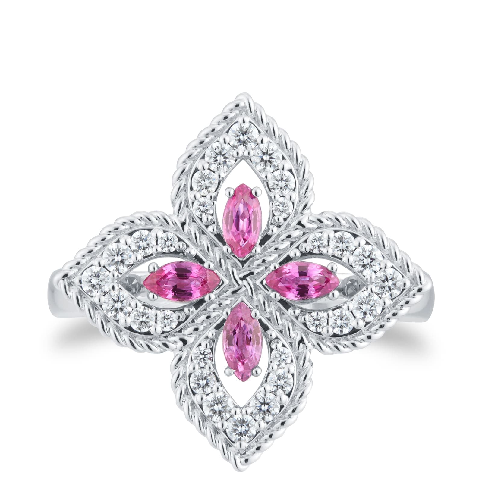 Exclusive Venetian Princess 18ct White Gold Pink Sapphire & 0.27ct Diamond Ring