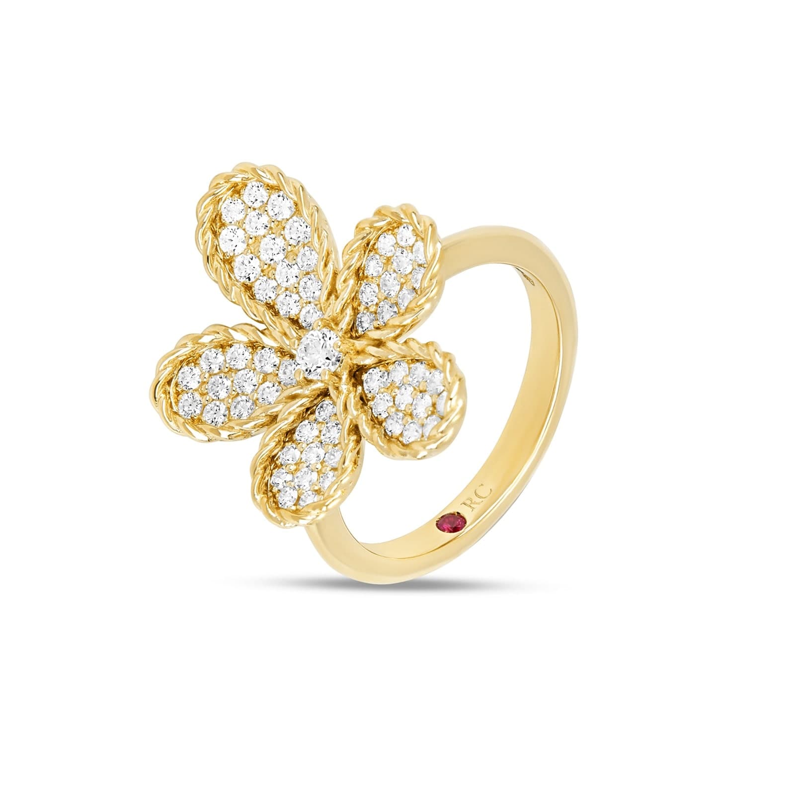 Jasmine 18ct Yellow Gold 0.65ct Pave Diamond Floral Ring
