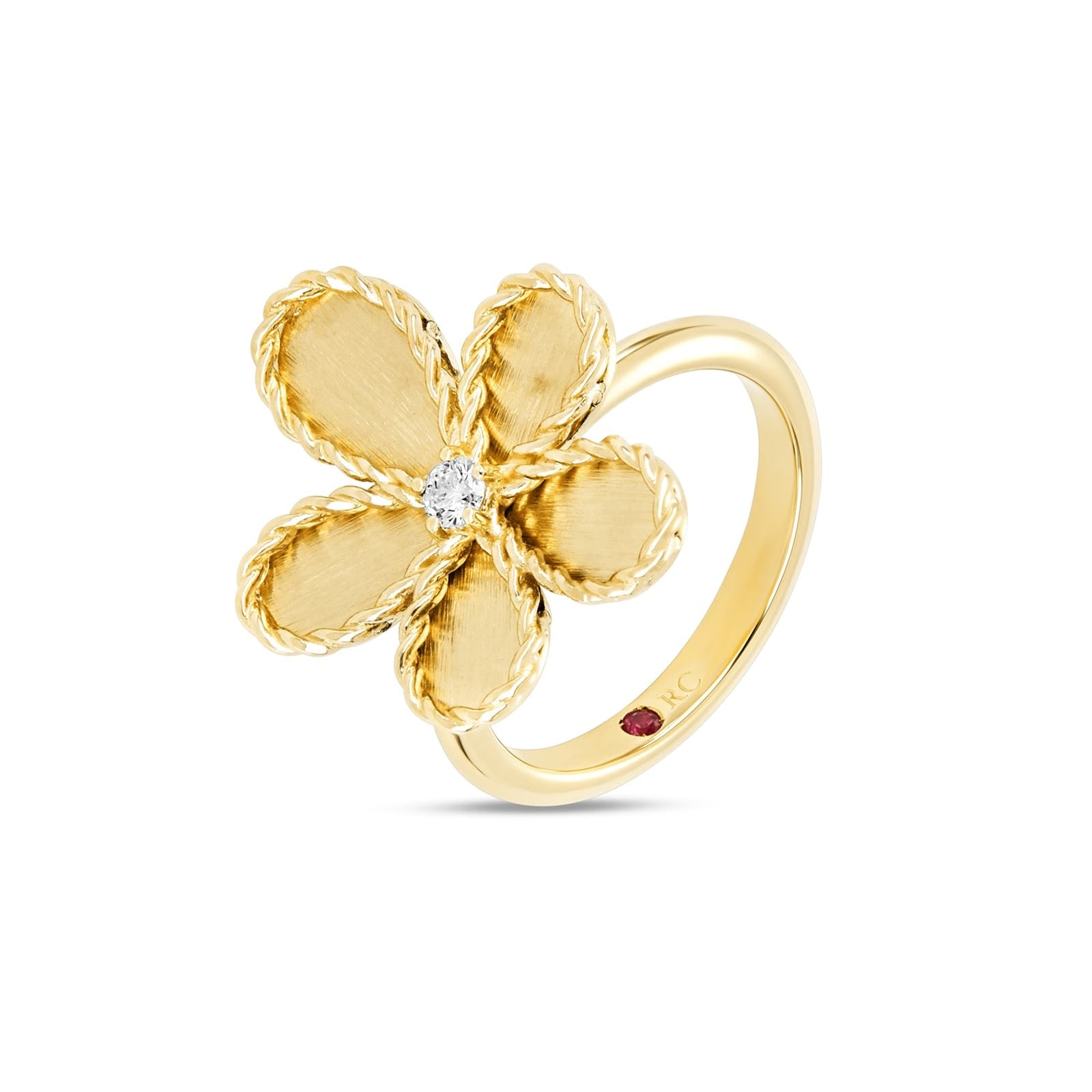 Jasmine 18ct Yellow Gold 0.07ct Diamond Brushed Ring