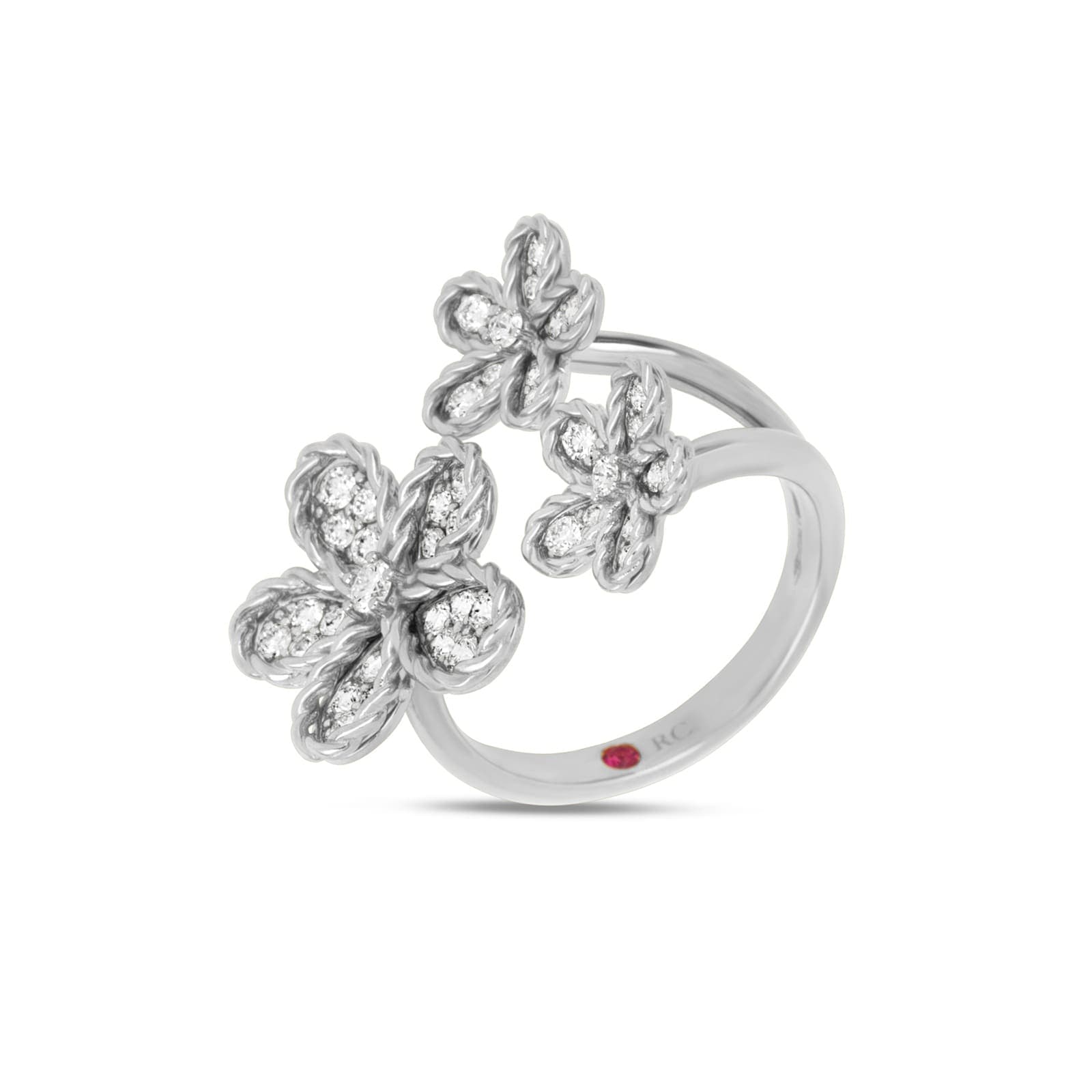 Jasmine 18ct White Gold Floral 0.61ct Pave Diamond Ring