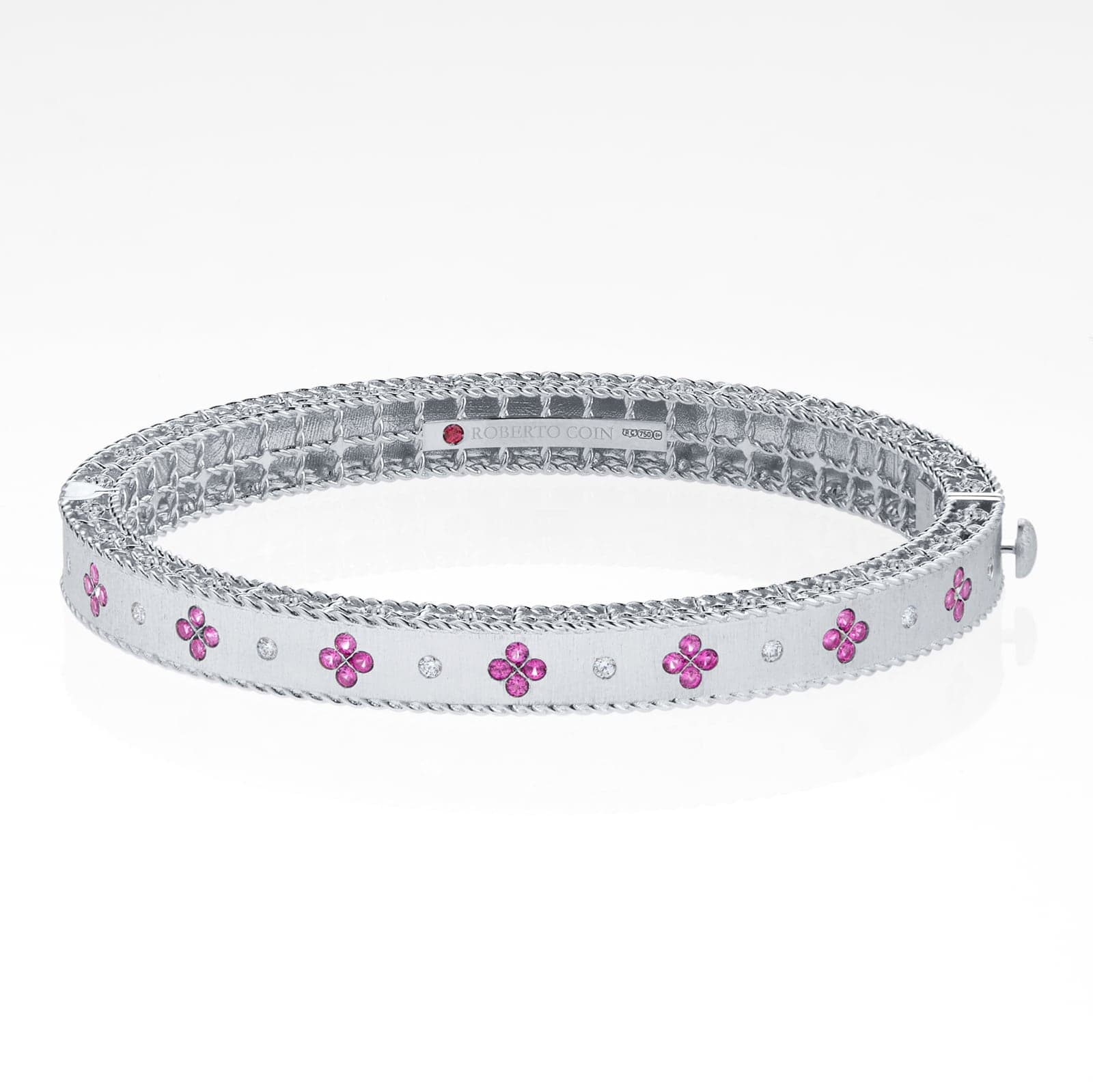 Exclusive Venetian Princess 18ct White Gold Pink Sapphire & 0.11ct Diamond Bangle