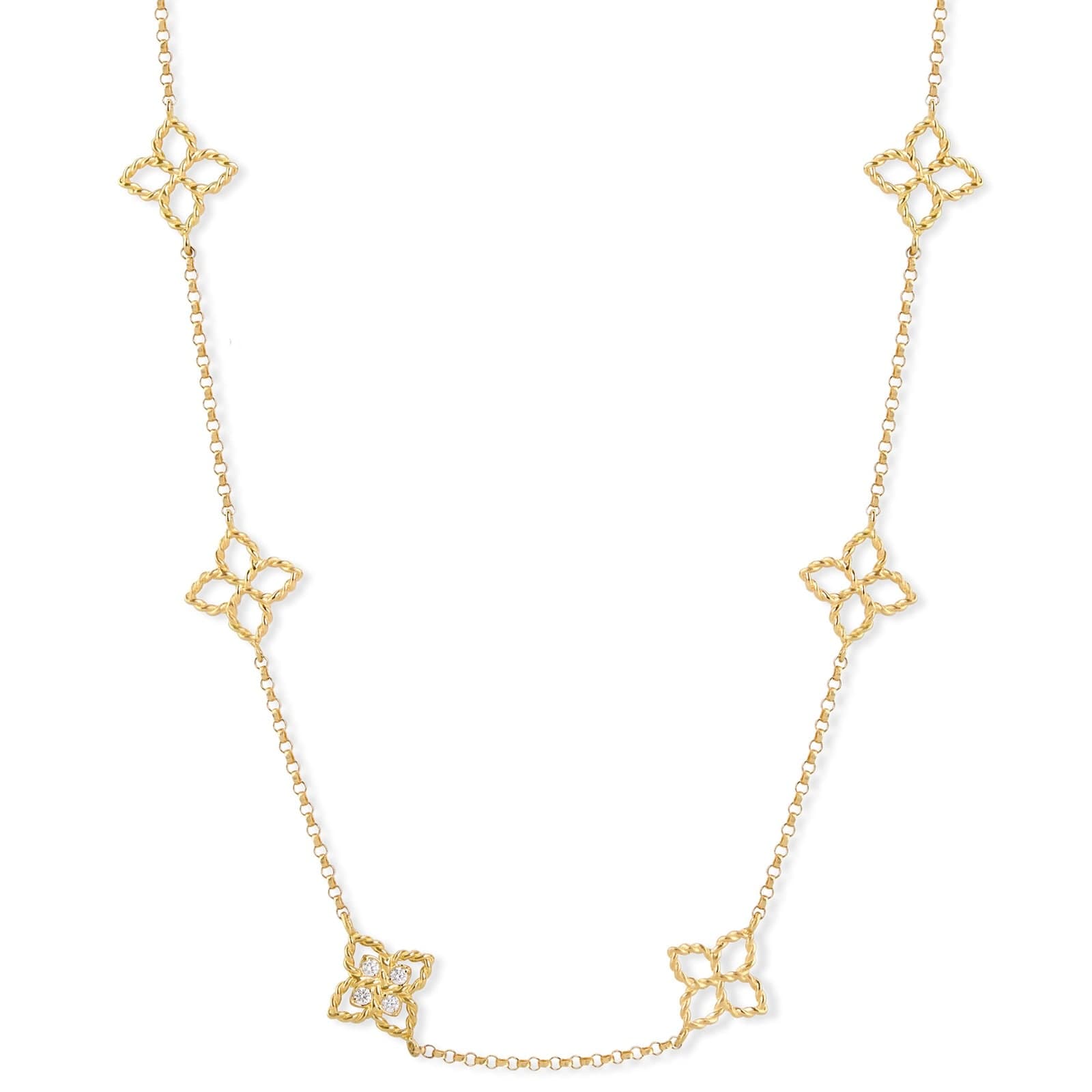 Princess Flower 18ct Yellow Gold 0.03ct Diamond Necklace